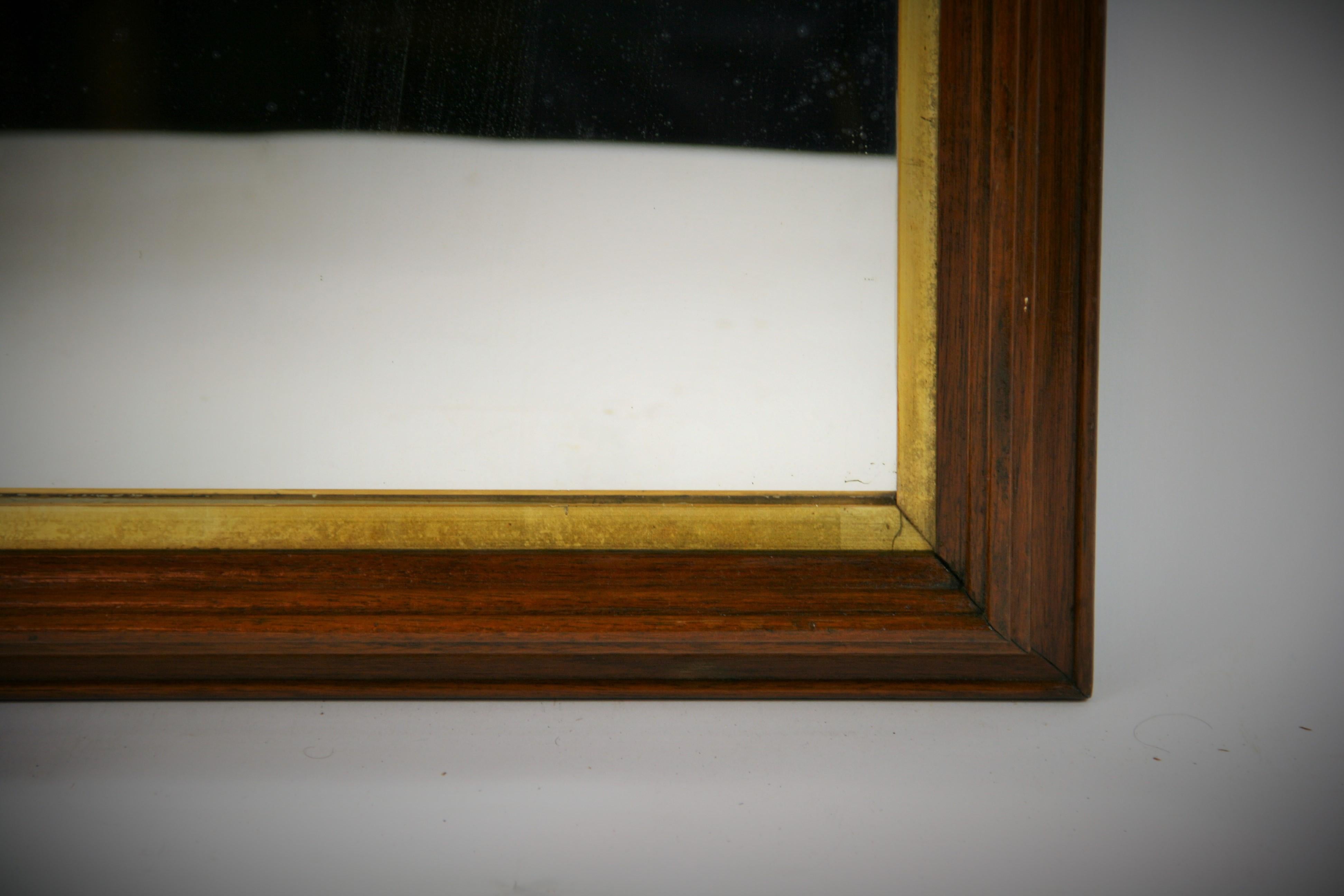 Early 20th Century Circa 1910 Walnut Mirror with Gold Liner