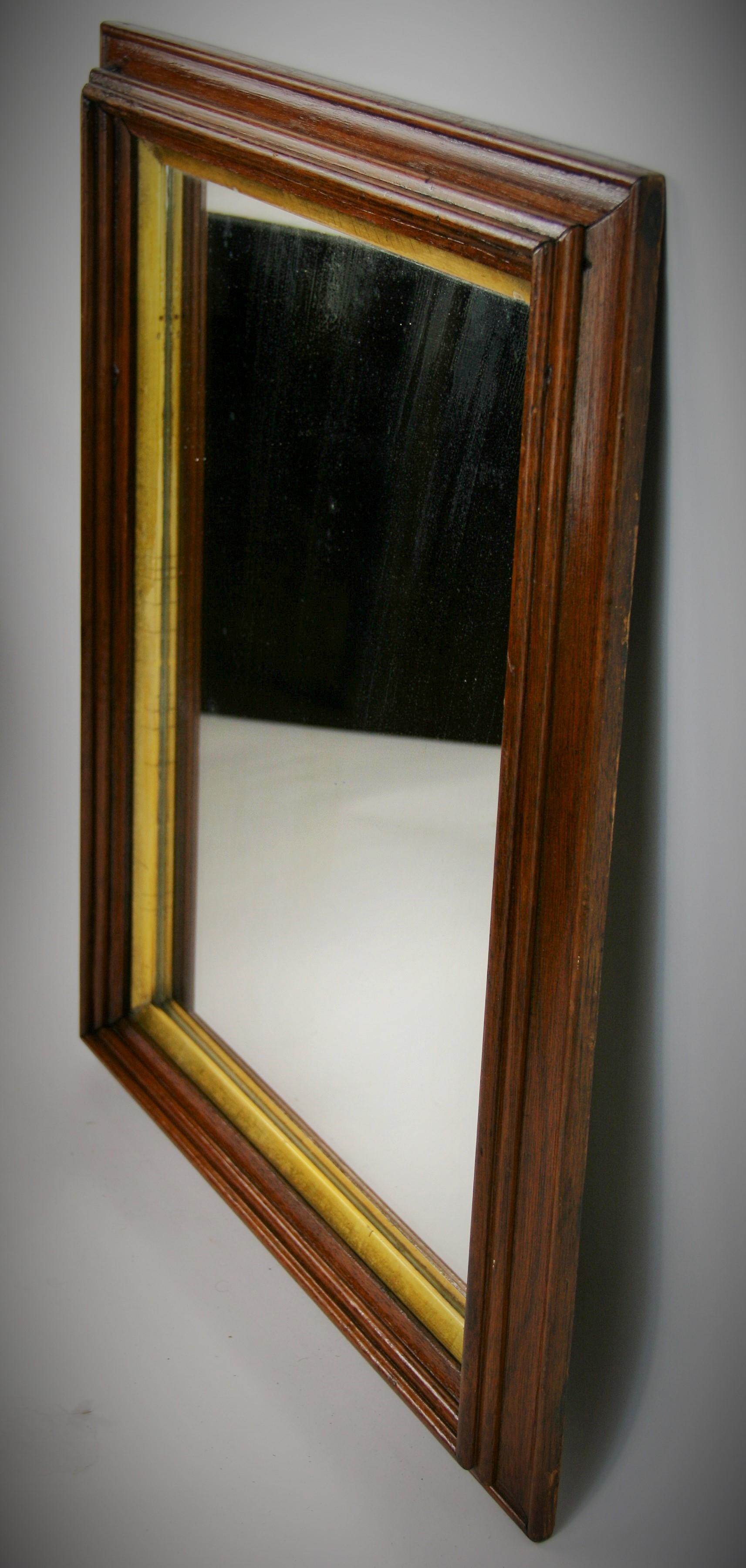 Circa 1910 Walnut Mirror with Gold Liner 2