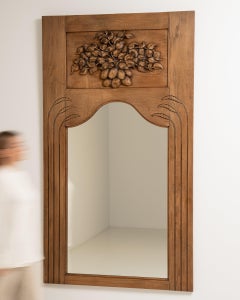 Circa 1910 Wood Art Nouveau Mirror with Carved Panel