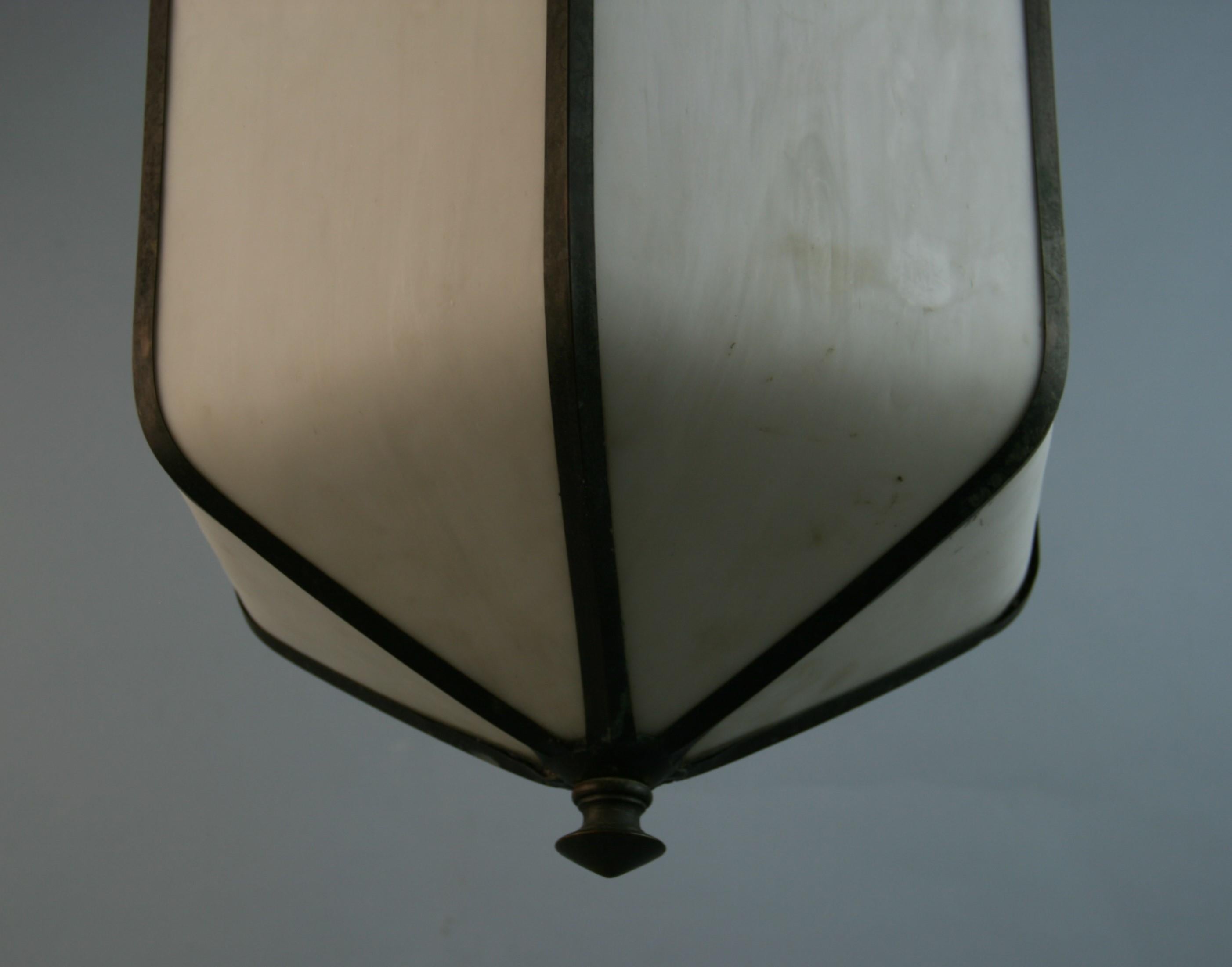 Circa 1910's Oversized Bent Glass Lantern For Sale 3