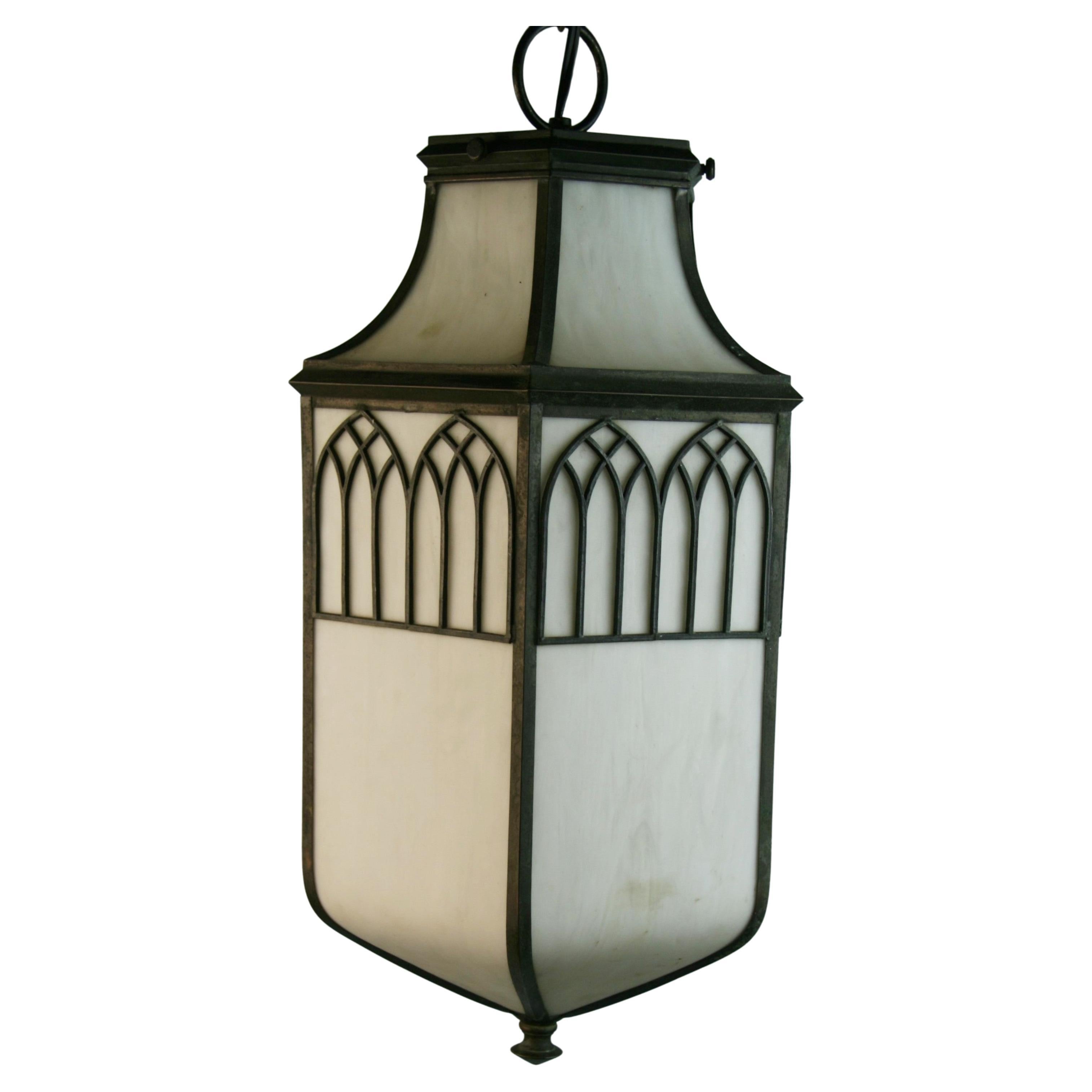 Circa 1910's Oversized Bent Glass Lantern For Sale