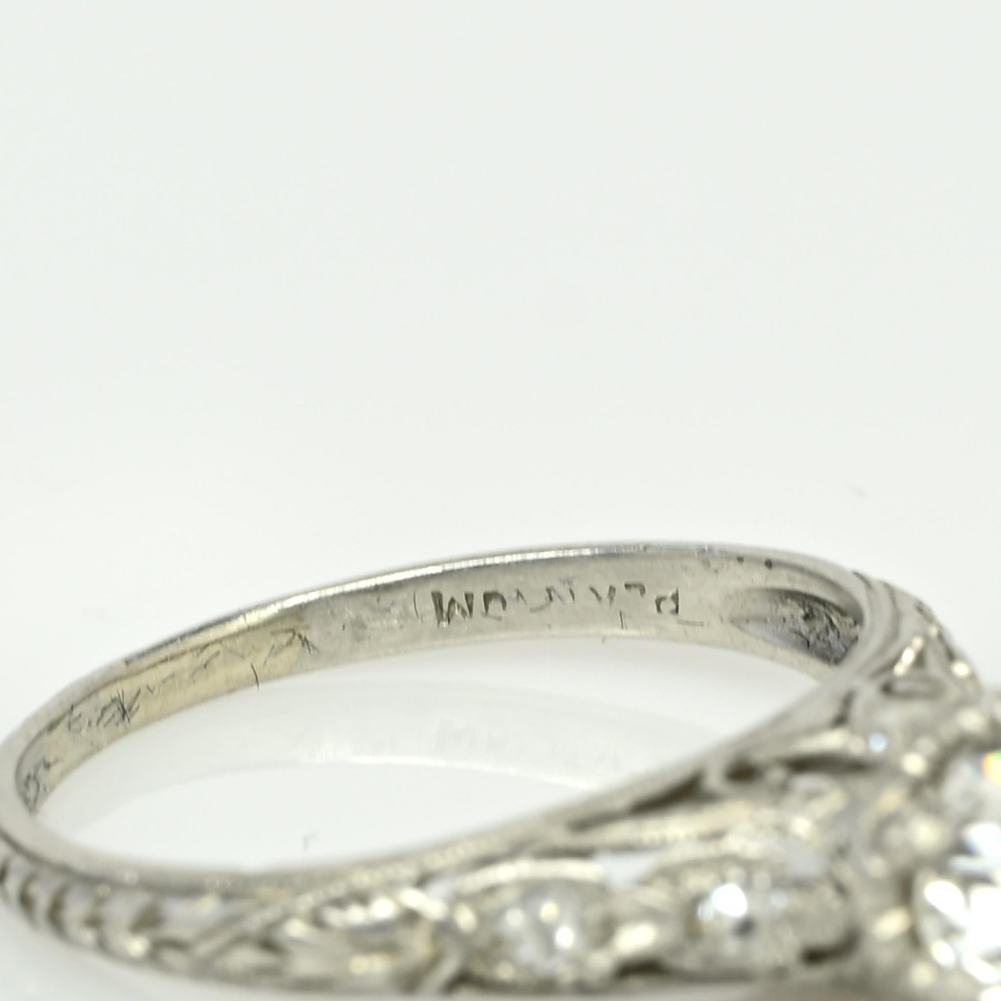 Circa 1910's Edwardian Platinum .93 ct Old European Cut Diamond Engagement Ring 6