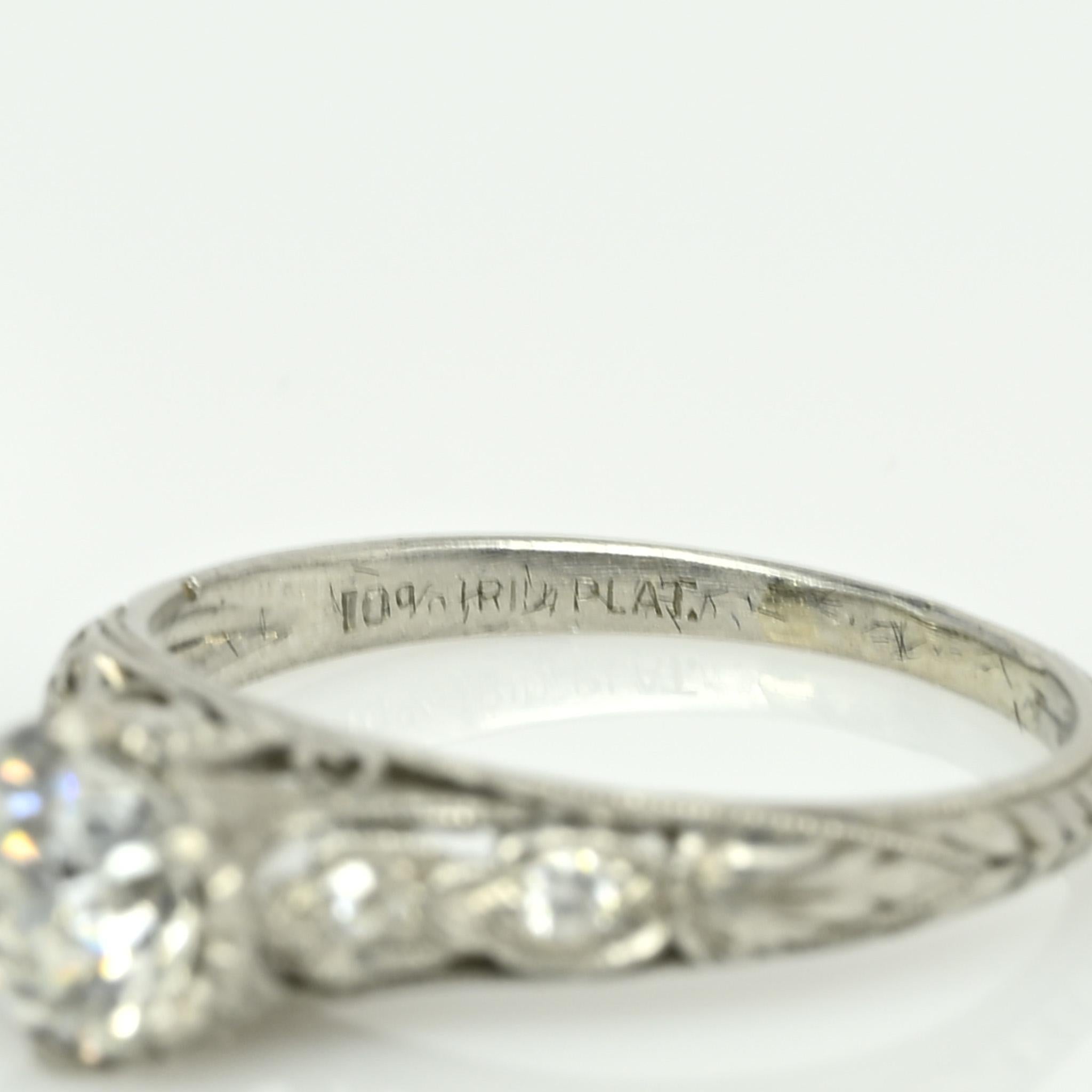 Circa 1910's Edwardian Platinum .93 ct Old European Cut Diamond Engagement Ring 5