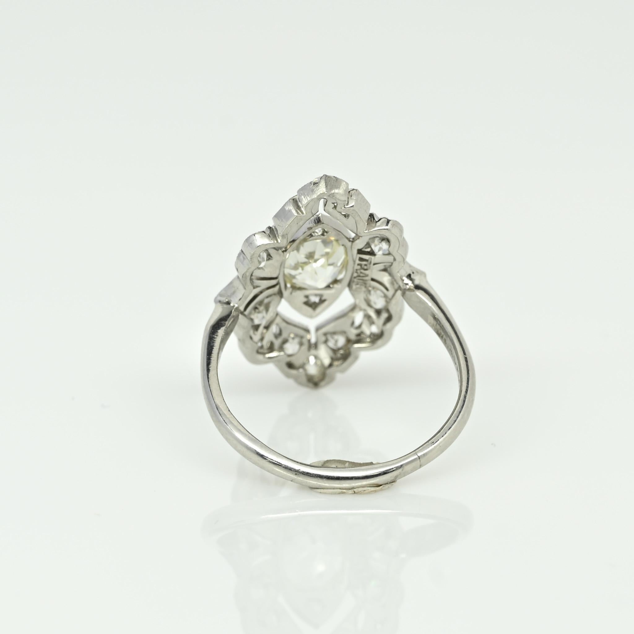 Circa 1910's Edwardian Platinum TRAUB Floral 1.02Ct Old Mine Cut Diamond Antique 2