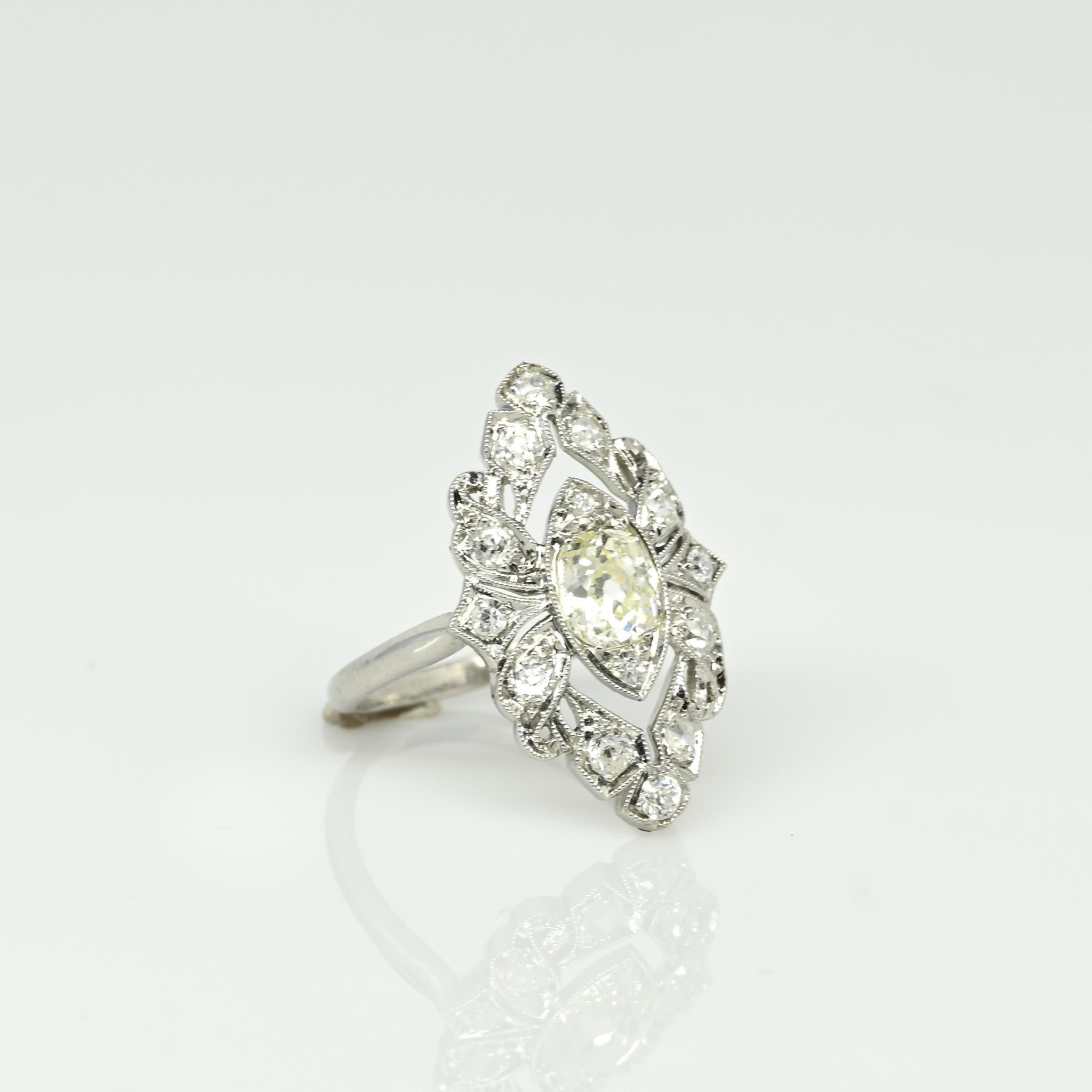 Circa 1910's Edwardian Platinum TRAUB Floral 1.02Ct Old Mine Cut Diamond Antique 4