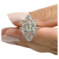 Circa 1910's Edwardian Platinum TRAUB Floral 1.02Ct Old Mine Cut Diamond Antique
