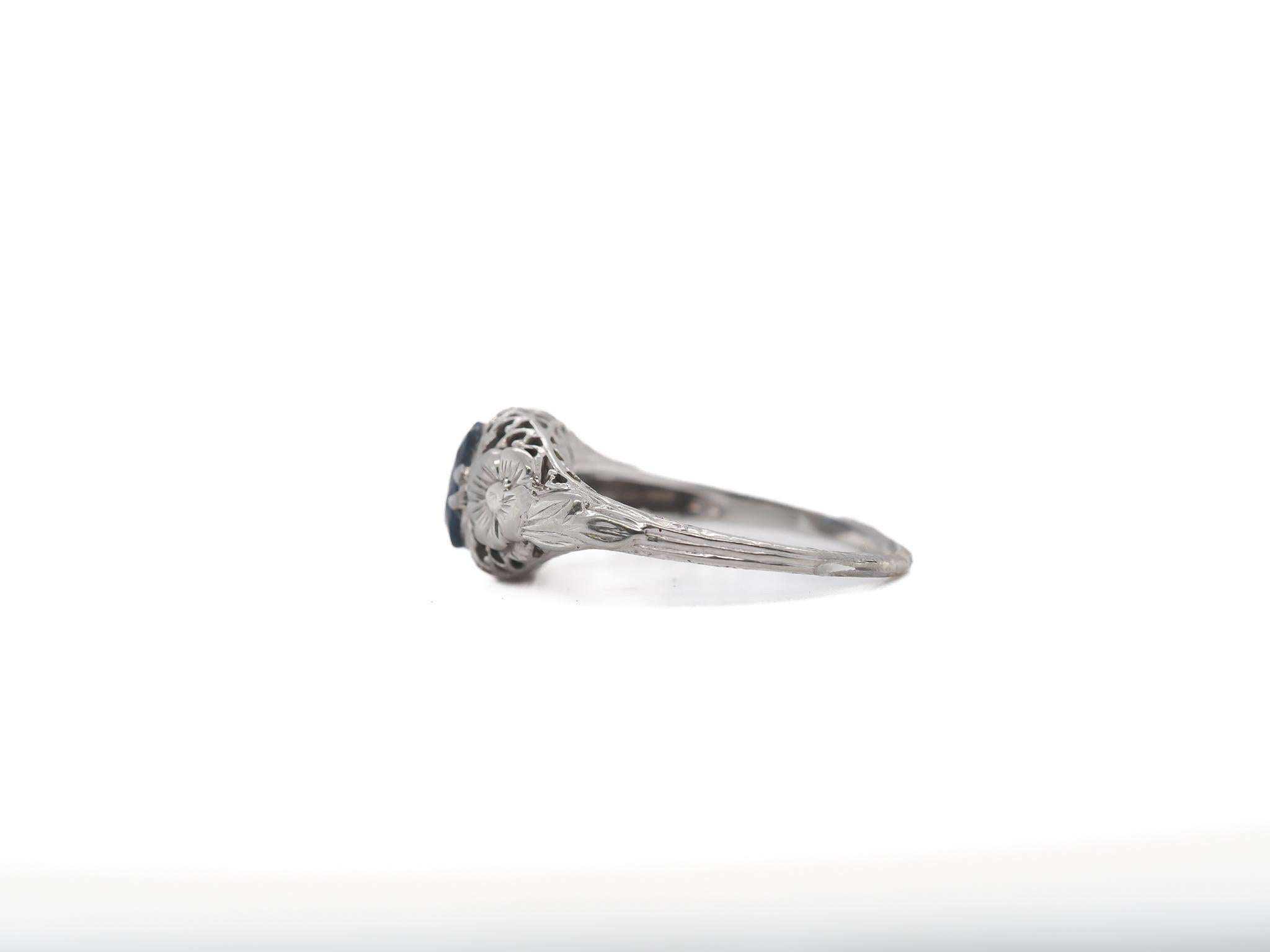 Edwardian Circa 1910s GIA 1.08ct Unheated Blue Sapphire Engagement Ring For Sale