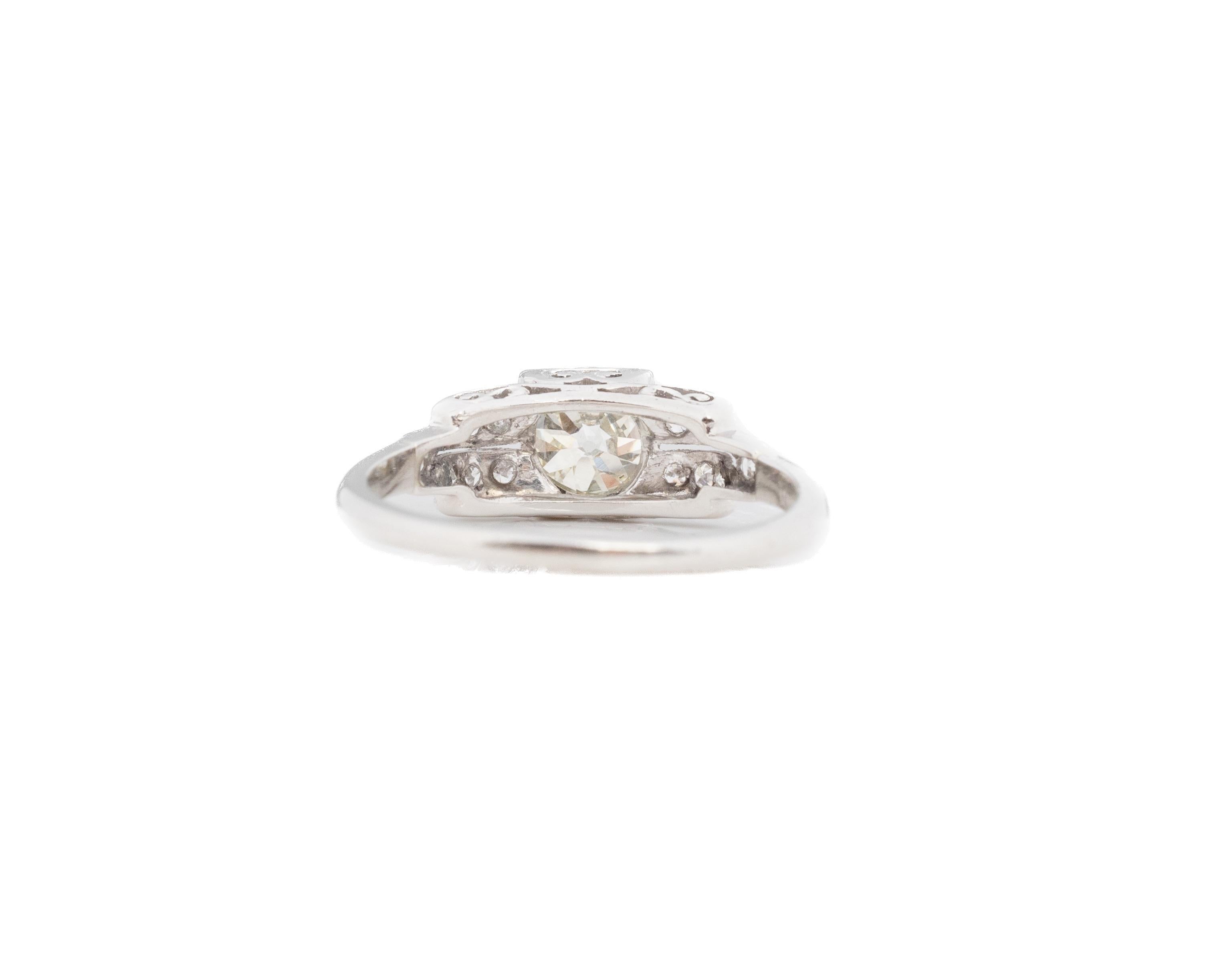 Circa 1910s GIA 1.10ct Old European Brilliant Diamond Engagement Ring Bon état - En vente à Hicksville, NY