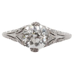 Circa 1910s GIA 1.28ct Old European Diamond Platinum Engagement Ring - VEG#84b