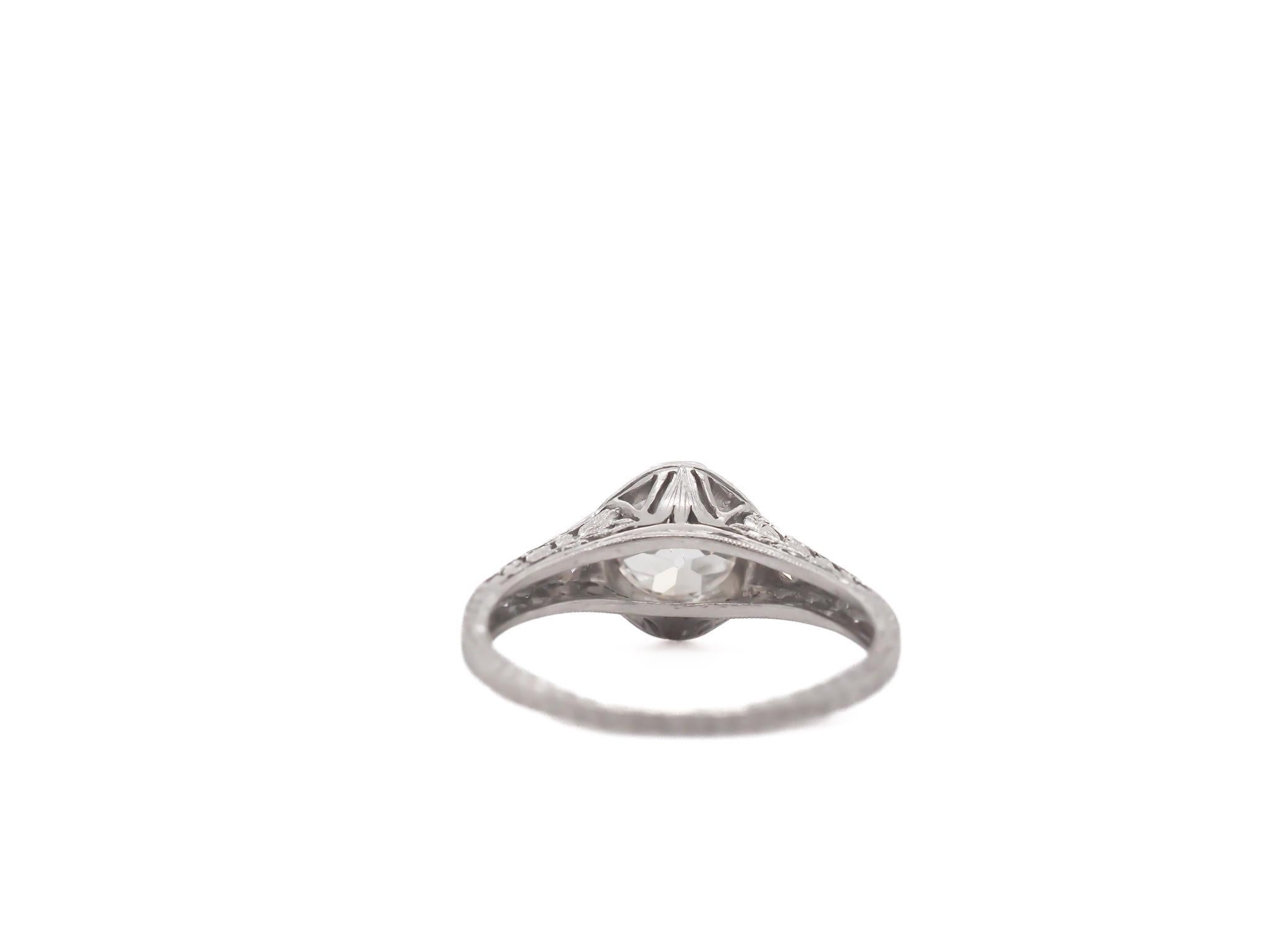 Women's Circa 1910s WK&Co. 1.05ct Old European Brilliant Diamond Engagement Ring