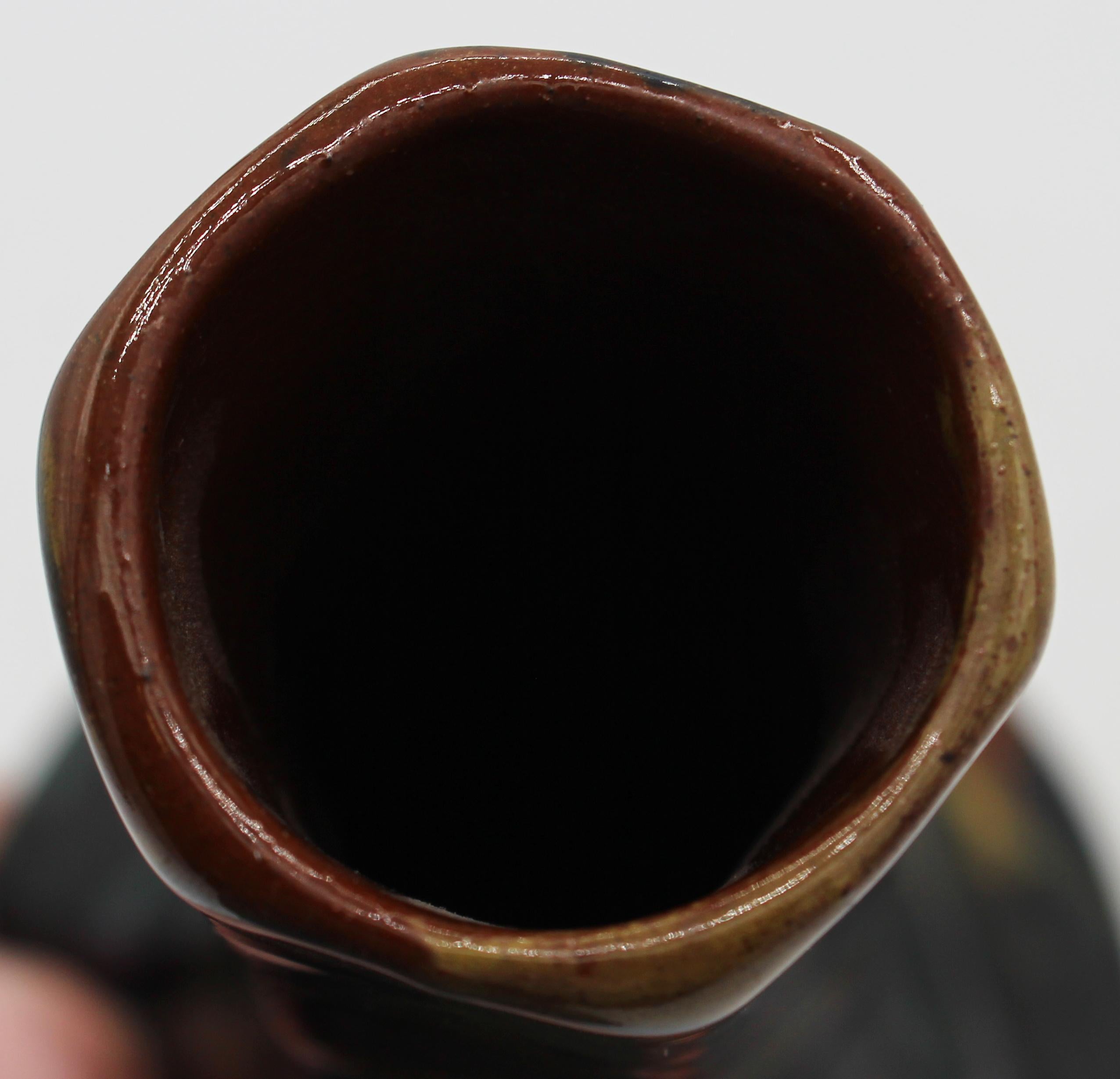 American Circa 1912-1921 Peters & Reed Pottery Hexagonal Vase For Sale