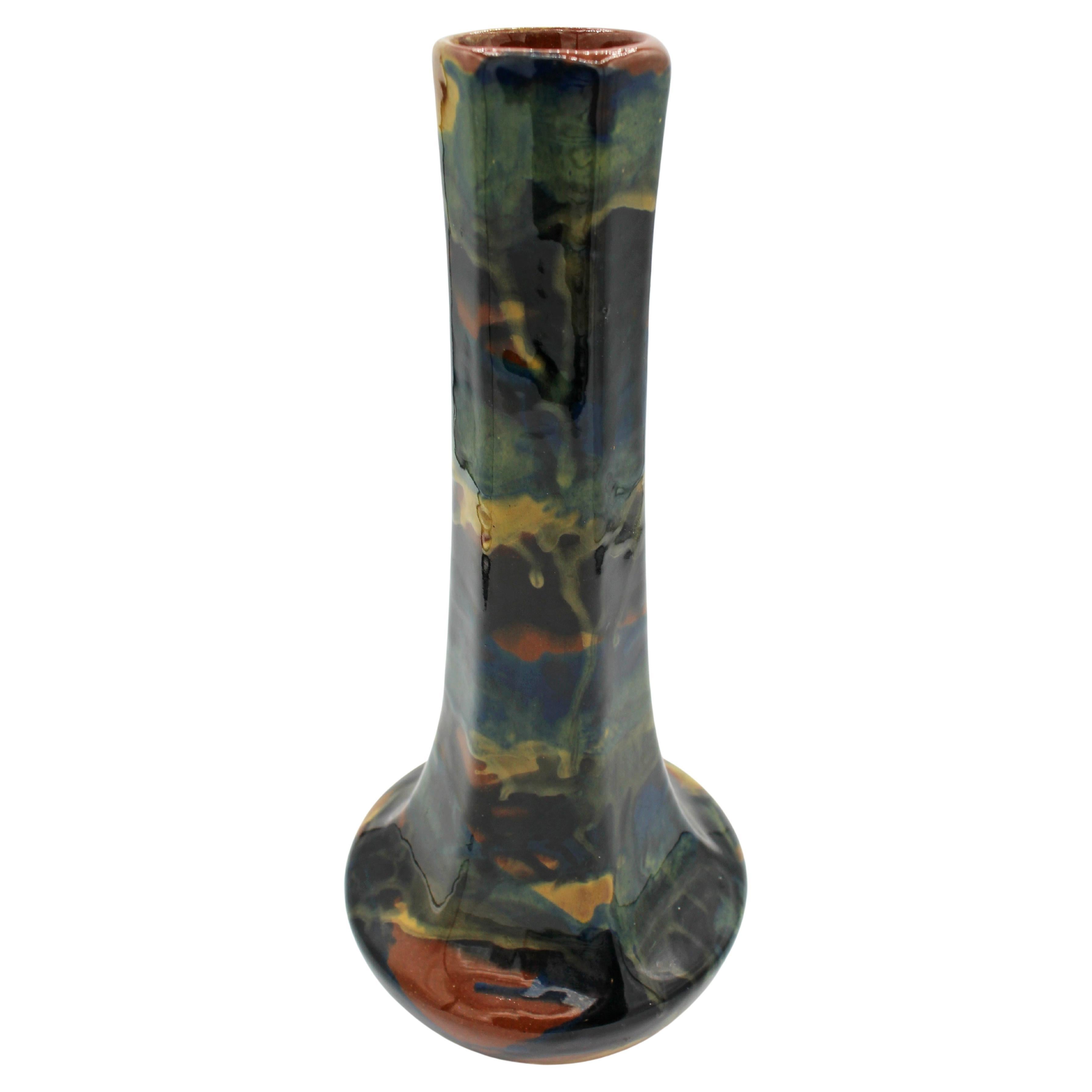 Circa 1912-1921 Peters & Reed Pottery Hexagonal Vase For Sale