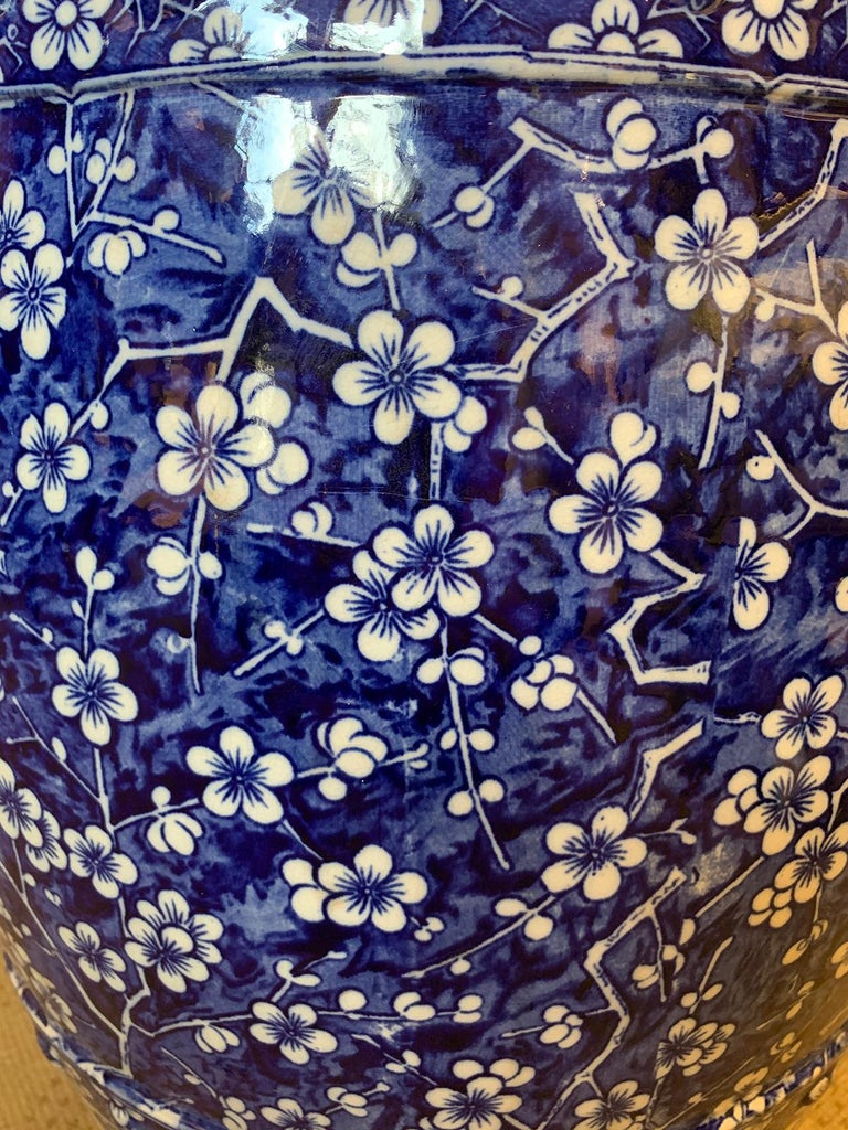 English Minton Blue and White Porcelain Garden Seat, Hawthorn Pattern ...