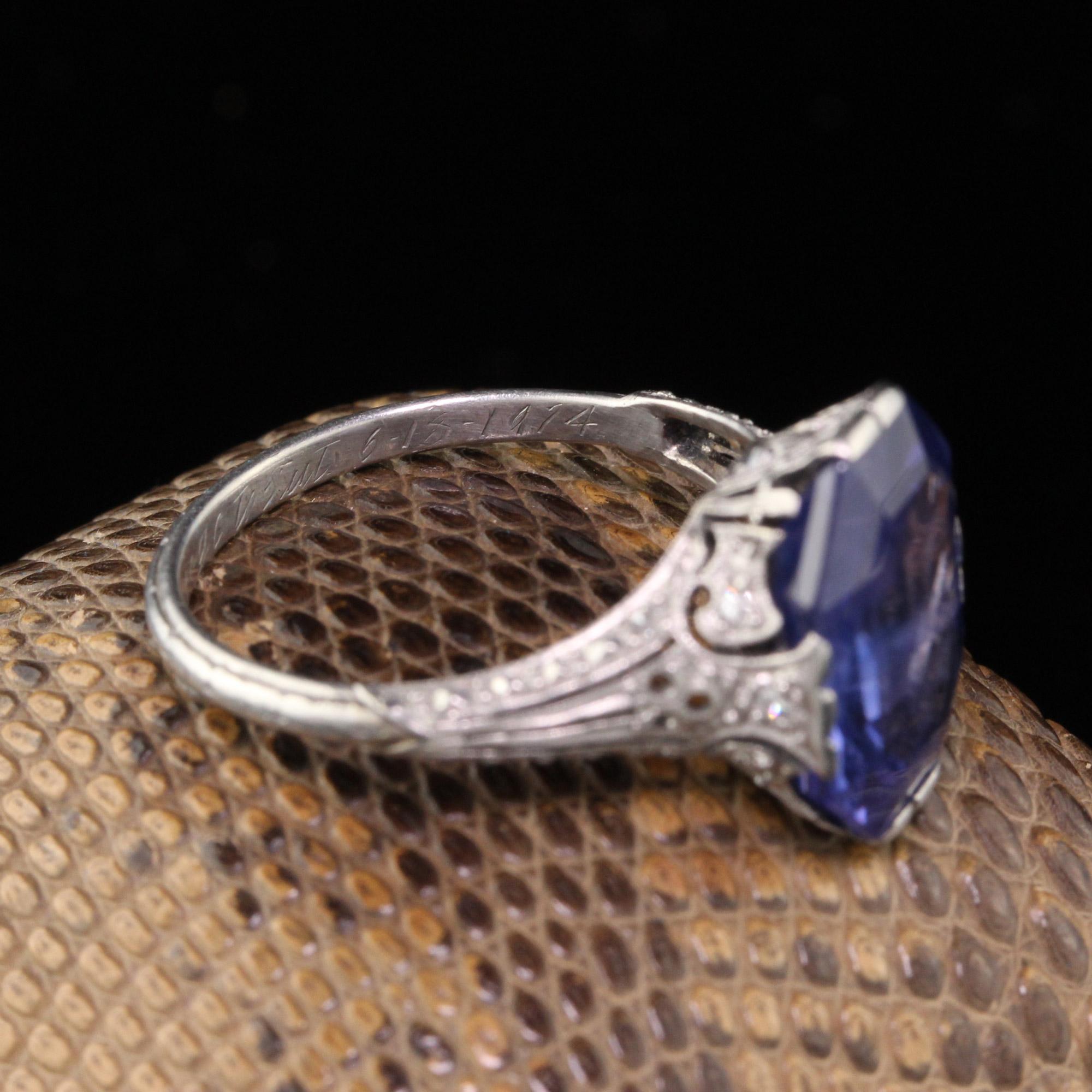 Edwardian Platinum Ceylon Unheated Sapphire and Diamond Cocktail Ring 1