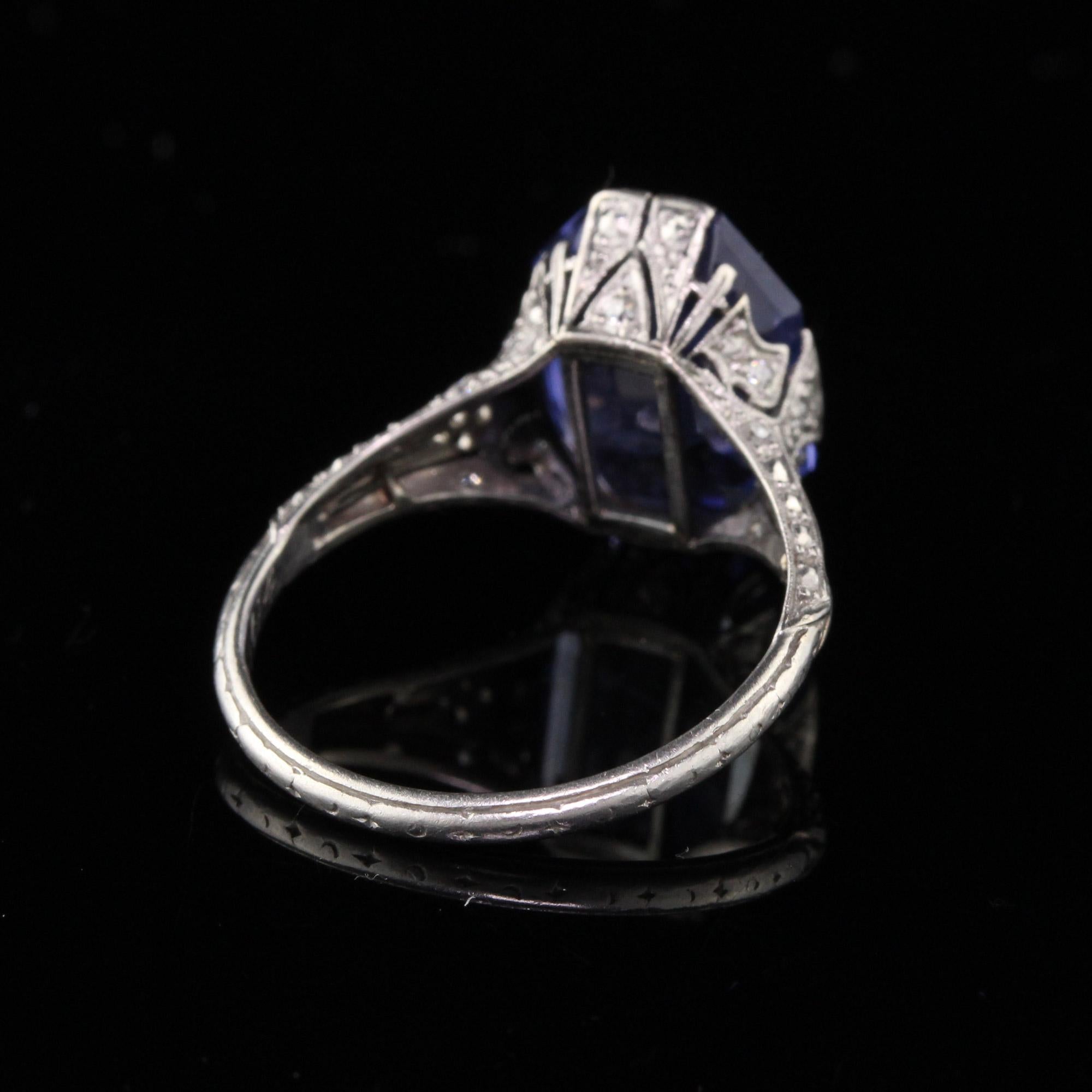 Edwardian Platinum Ceylon Unheated Sapphire and Diamond Cocktail Ring 4