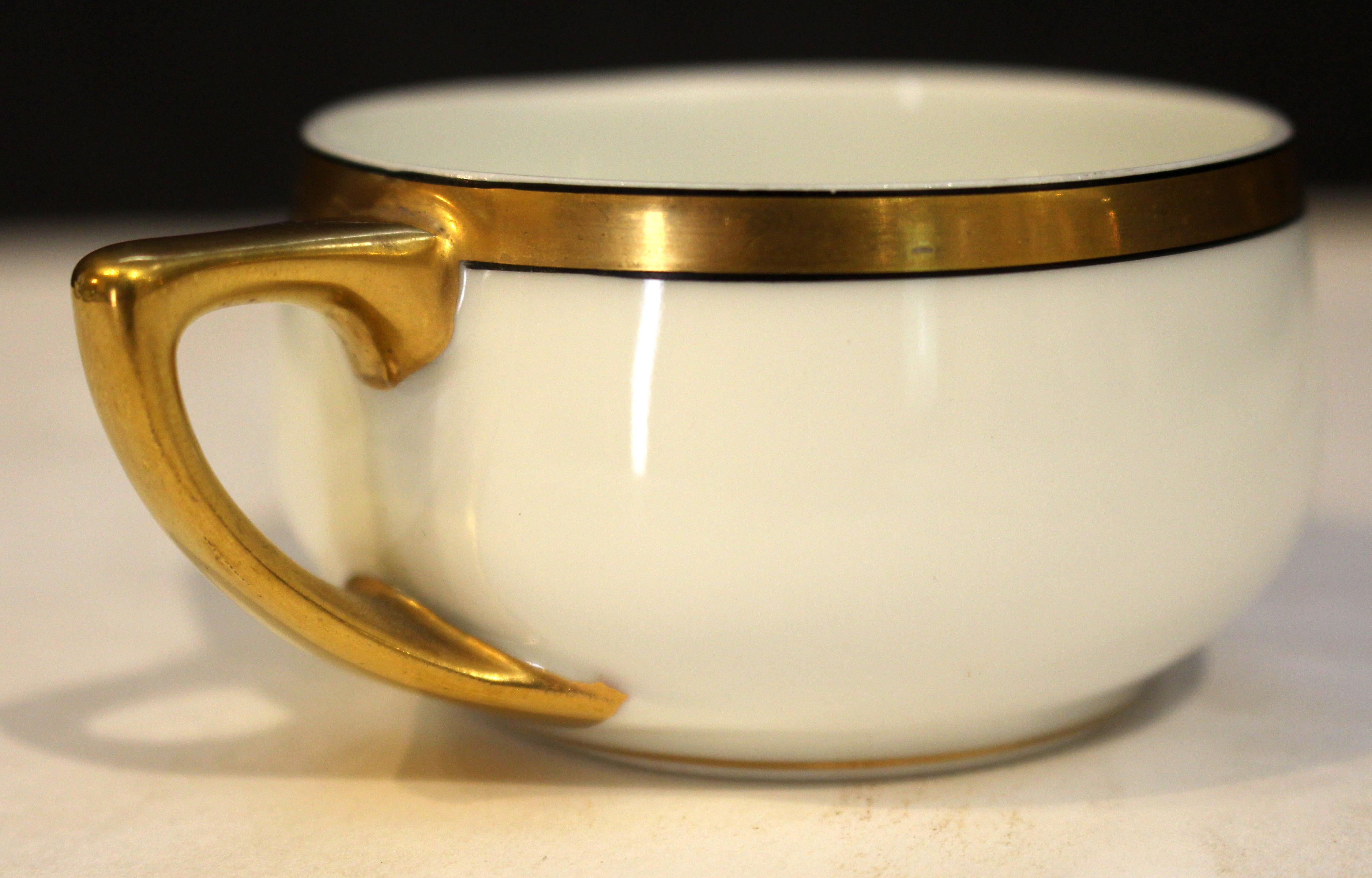 Gilt Circa 1915-30 Set of 10 Demitasse Cups & Saucers