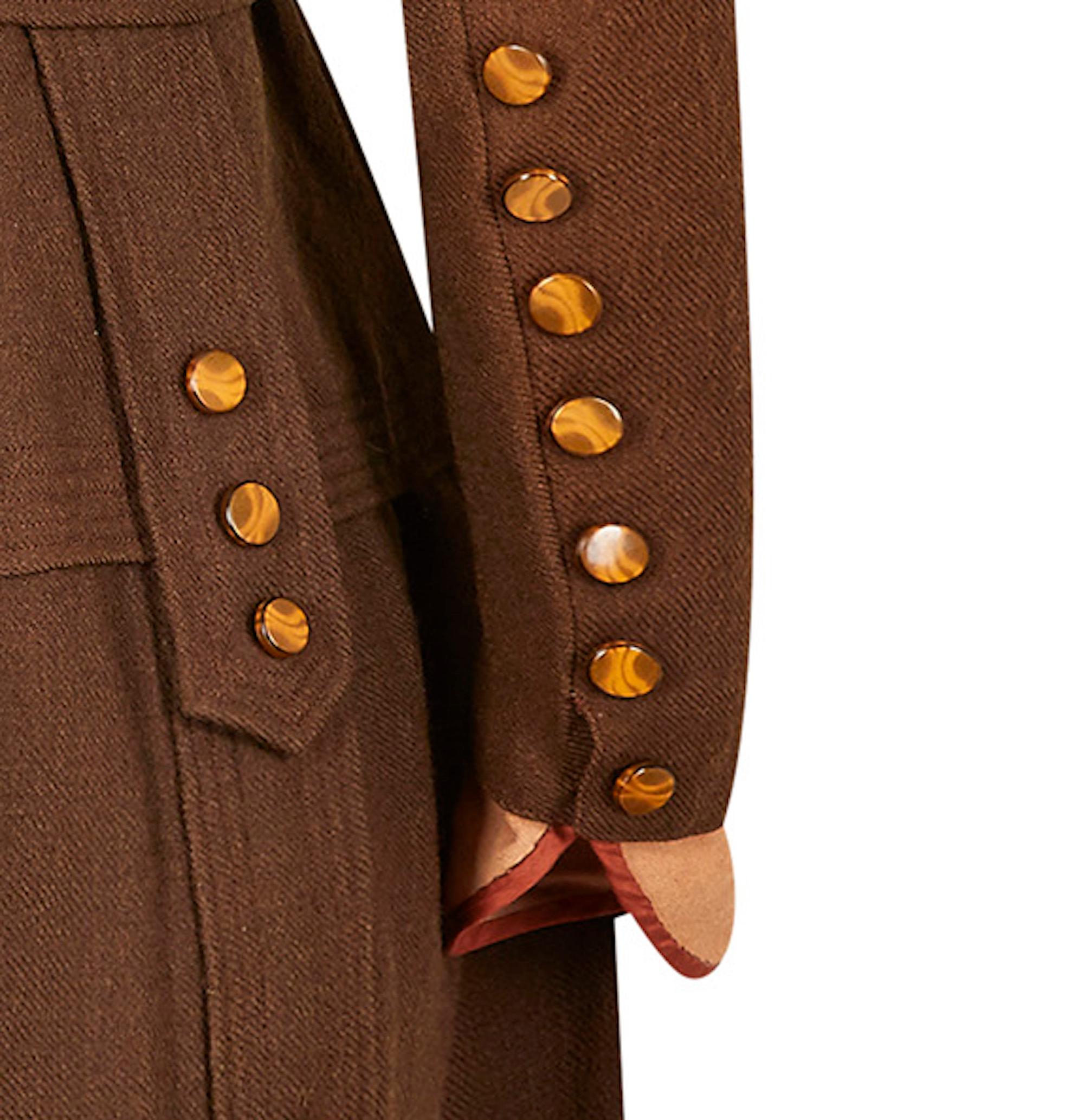 Circa 1915 Antique Fine Knit Wool Walking Suit With Tiger's Eye Buttons  In Excellent Condition For Sale In London, GB