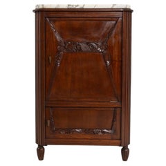 Circa 1915 Mahogany Wood Art Deco Cabinet With Marble Top