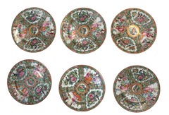 Circa 1915 set of 6 Rose Medallion Chinese Export Bread & Butter Plates
