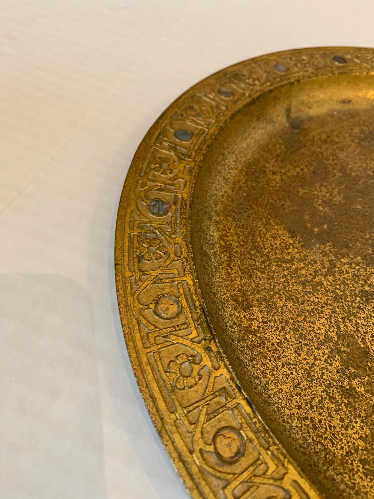 Tiffany Studios Gilt Bronze Dore Plate Abalone Pattern, Model 1730, circa 1915 1
