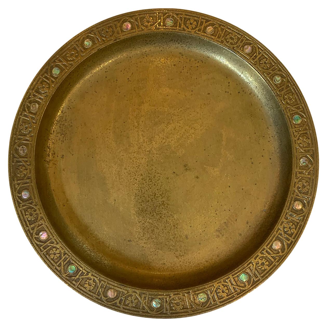 Tiffany Studios Gilt Bronze Dore Plate Abalone Pattern, Model 1730, circa 1915