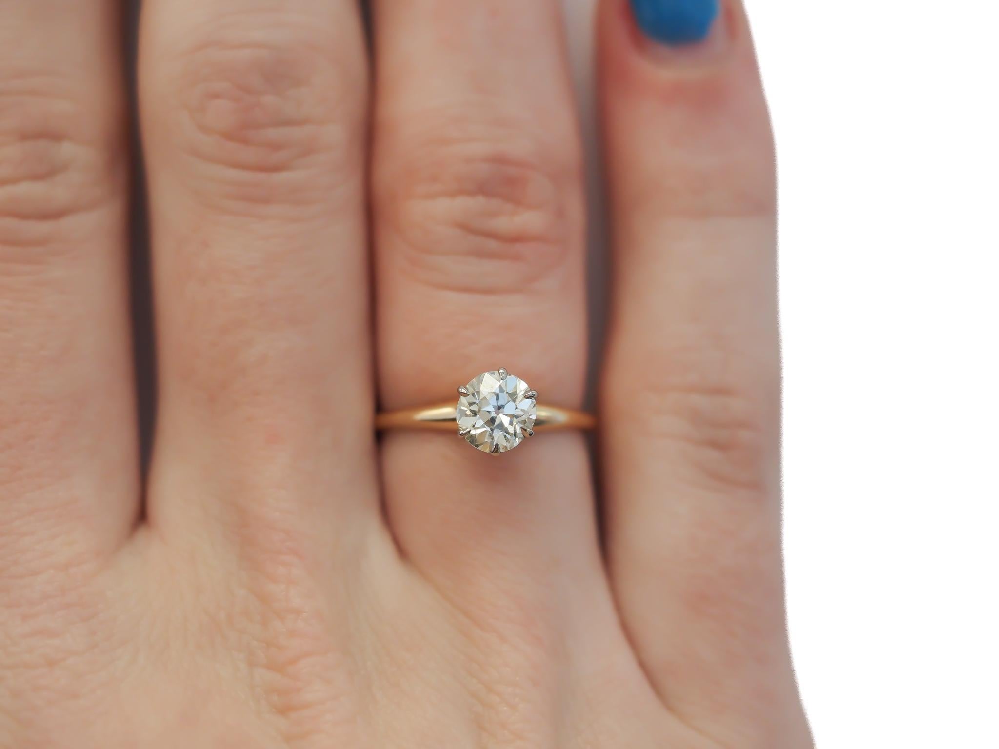 Old European Cut Circa 1919 14K Yellow Gold GIA 1.00ct Old European Diamond Engagement Ring For Sale