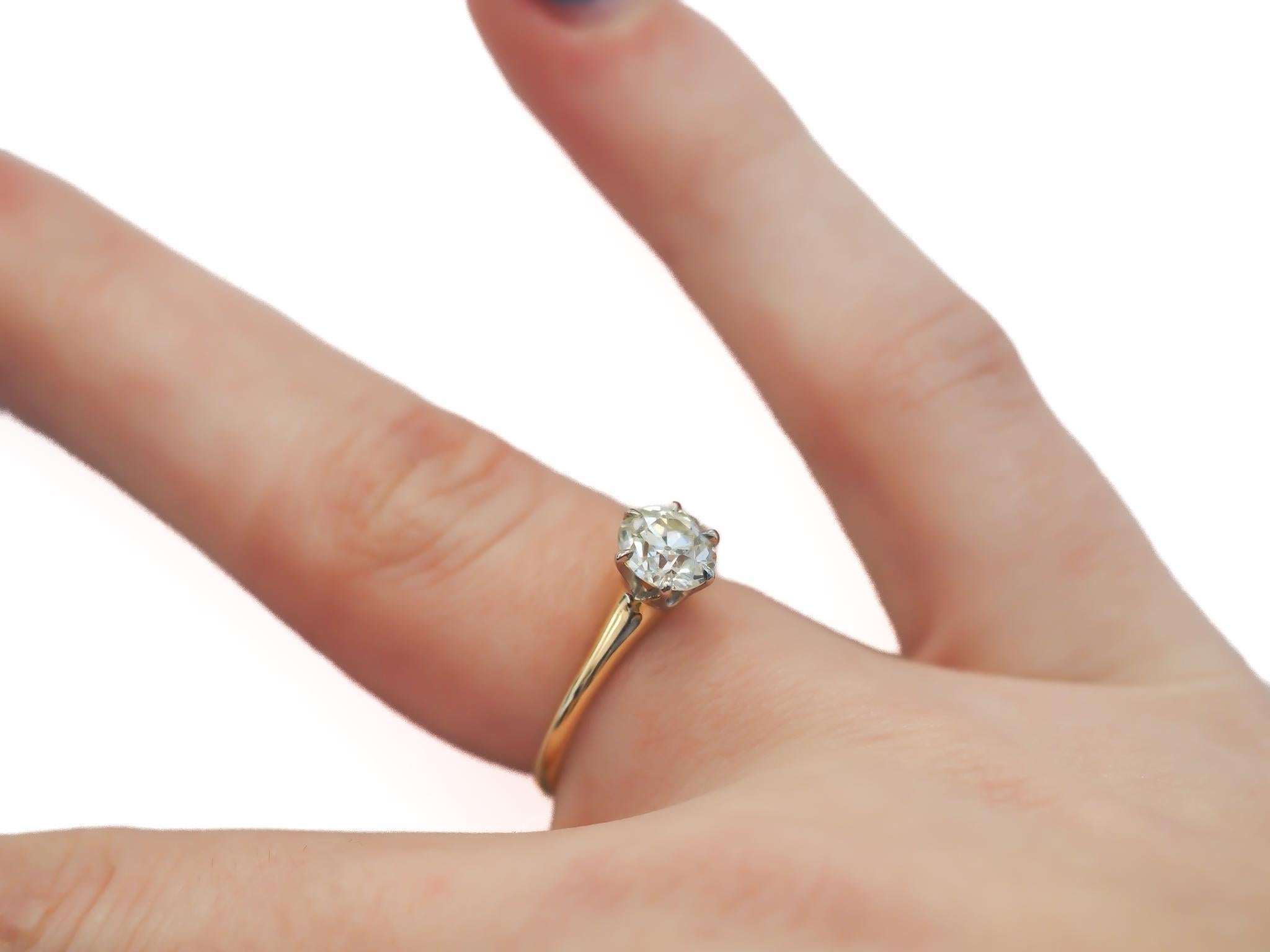 Circa 1919 14K Yellow Gold GIA 1.00ct Old European Diamond Engagement Ring For Sale 1