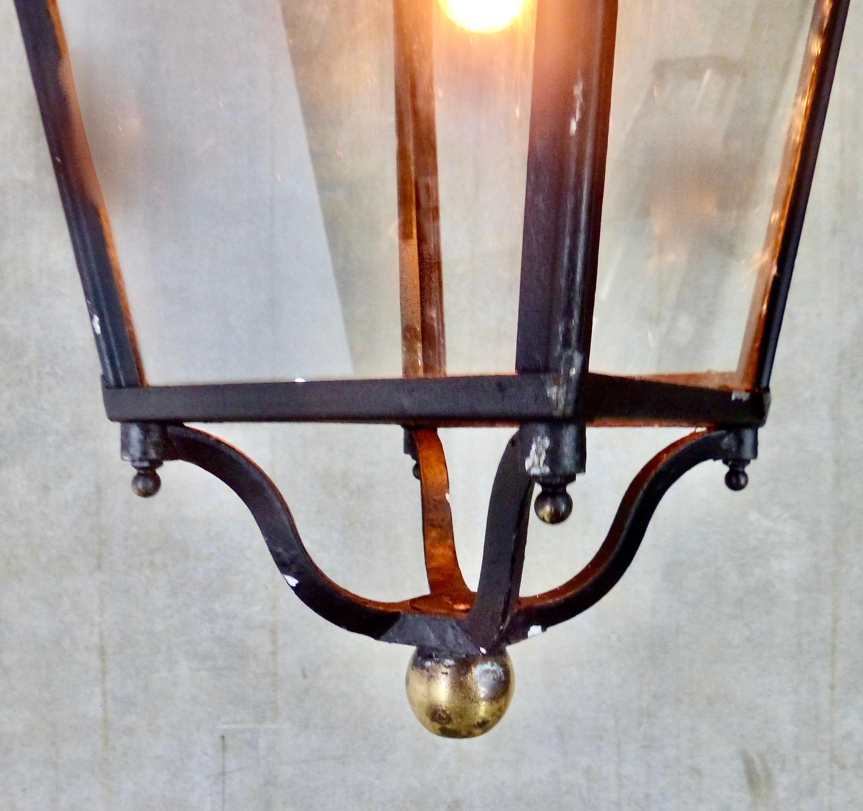 Victorian English Cast Iron Lantern Pendant, circa 1920-1930