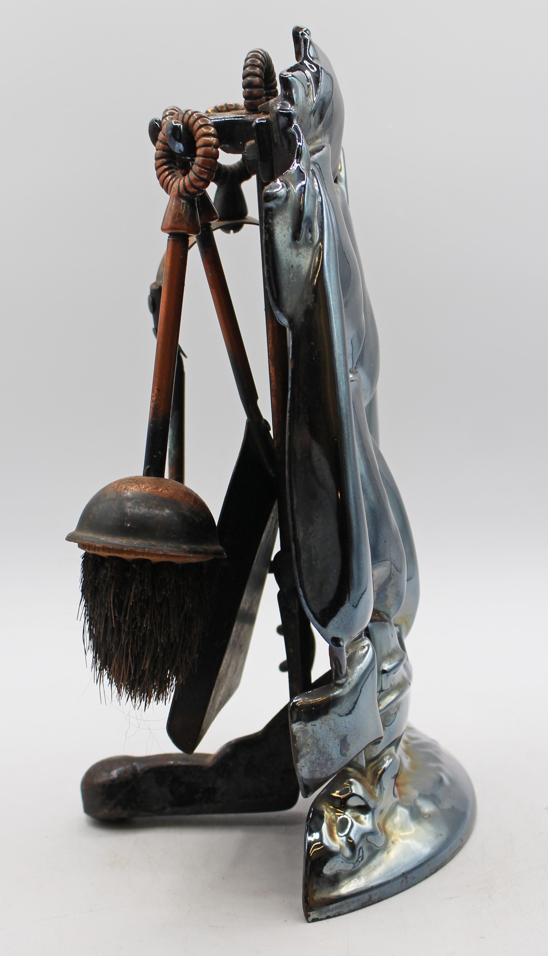 CIRCA 1920-30er Jahre Englisch Schiff Companion Feuer Werkzeug Set (Kupfer) im Angebot