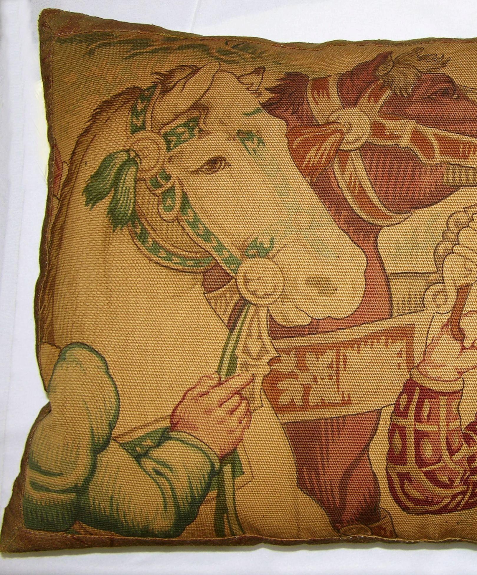 Ca. 1920 Antique Cartoon Tapestry Pillow