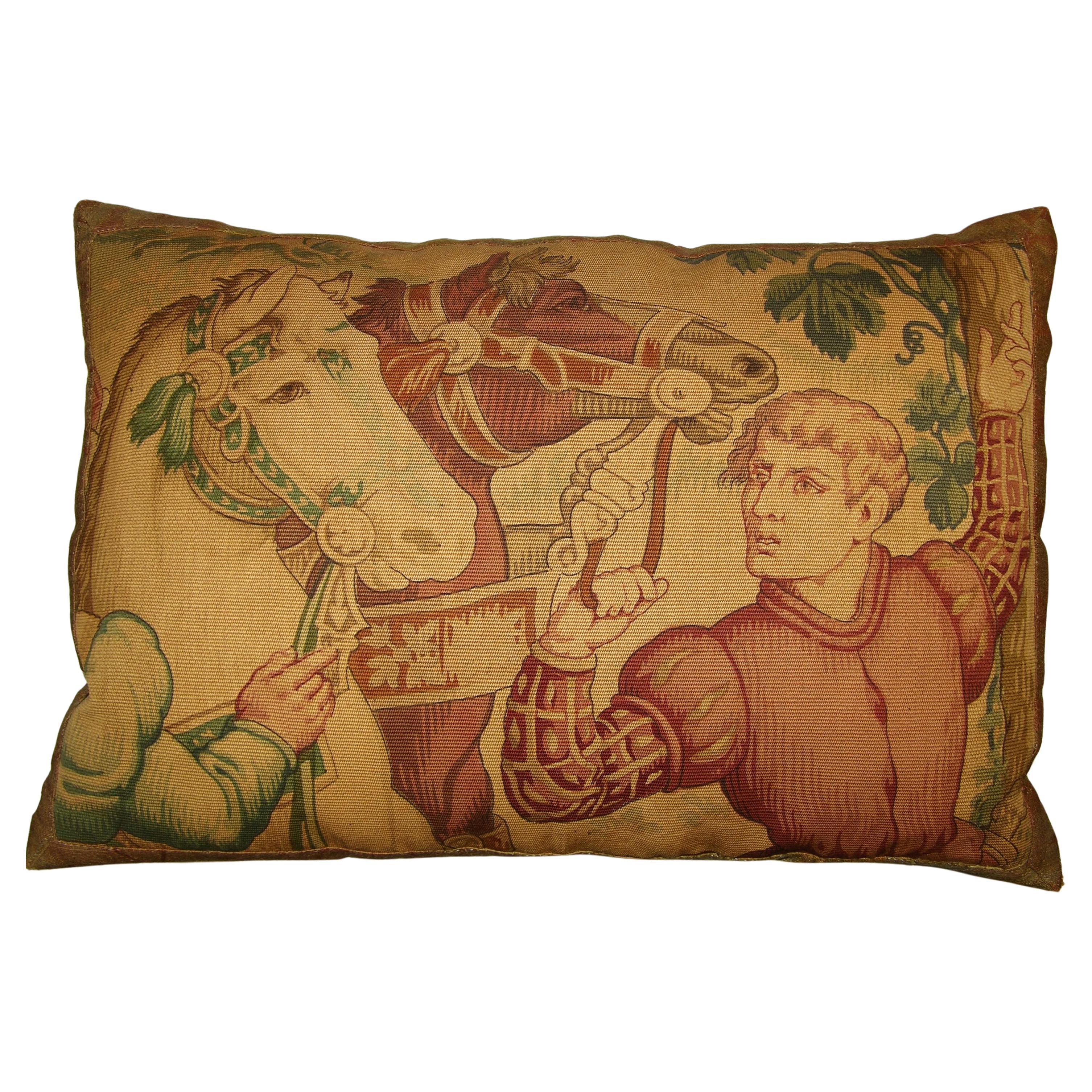 Circa 1920 Antique Cartoon Tapestry Pillow For Sale