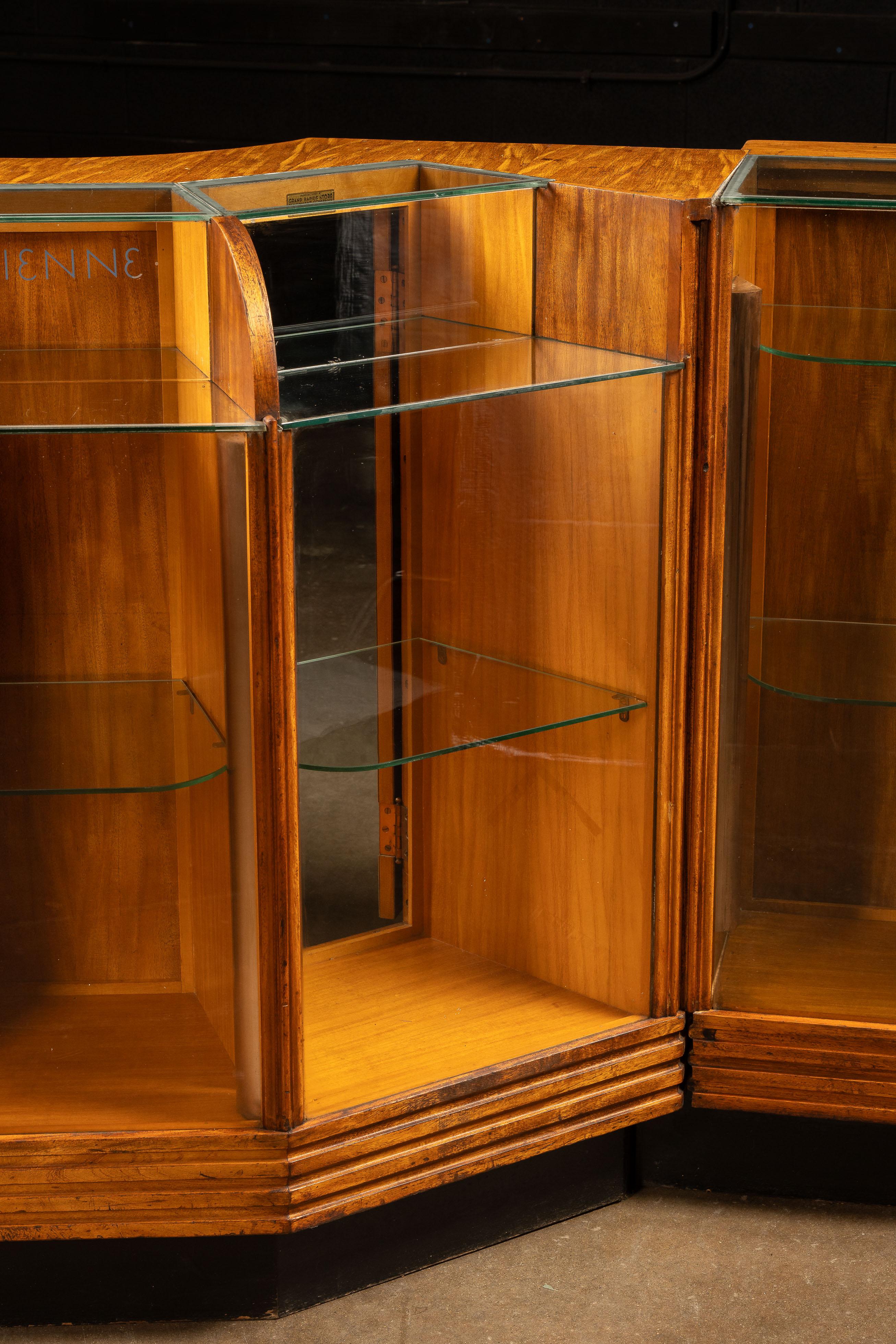 circa 1920 Art Deco Lighted Oak Display Counter For Sale 6