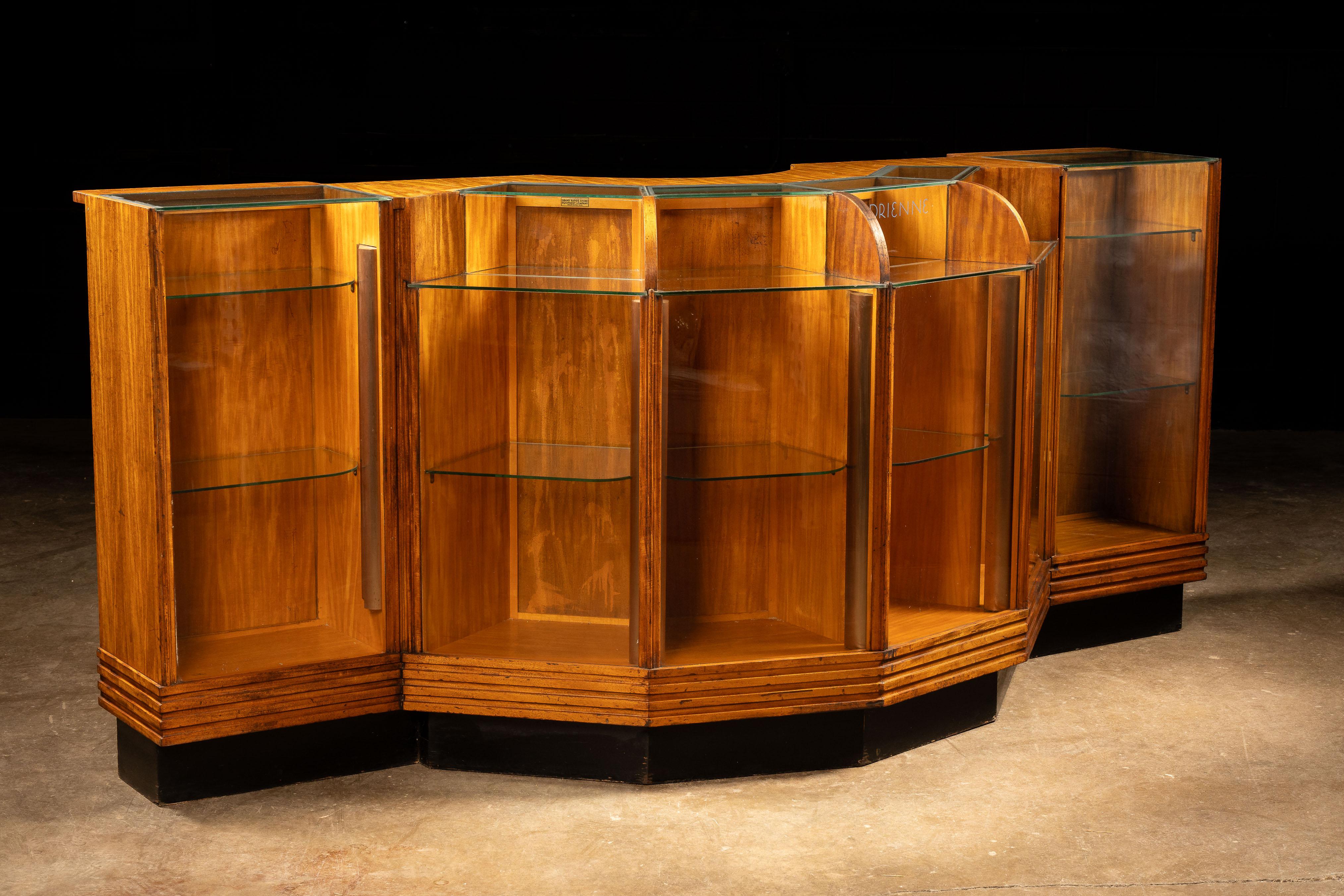 circa 1920 Art Deco Lighted Oak Display Counter For Sale 8