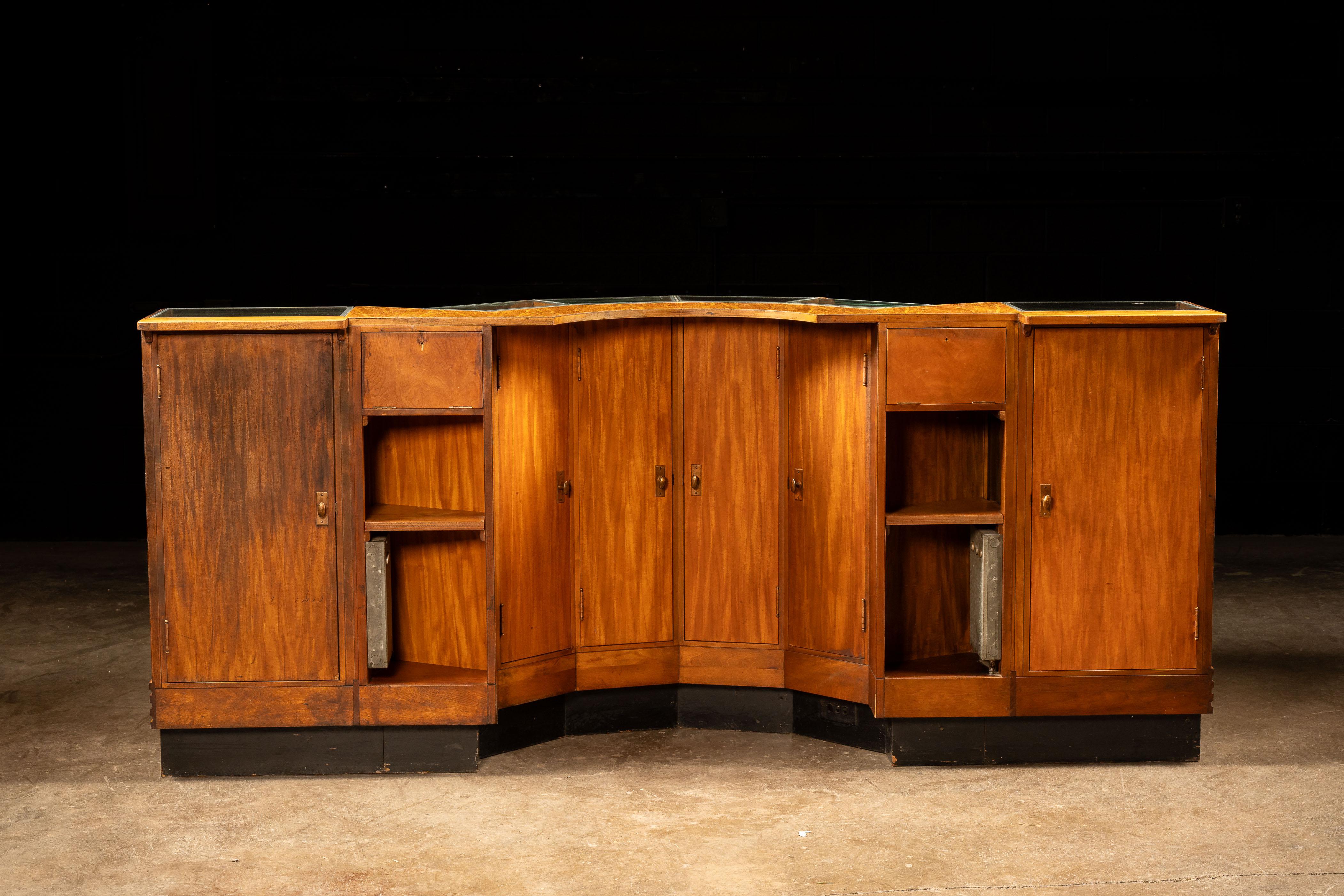 circa 1920 Art Deco Lighted Oak Display Counter For Sale 9