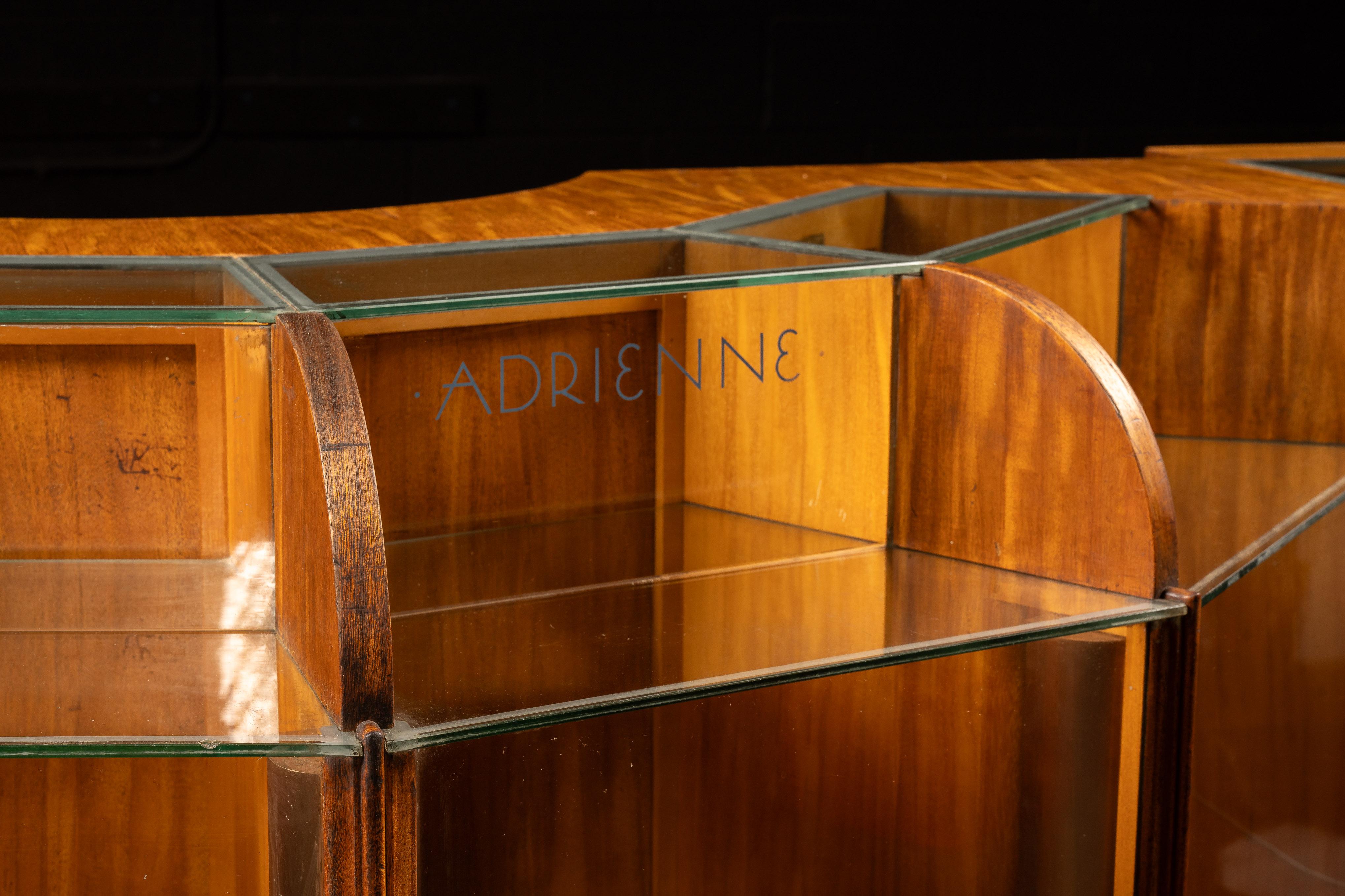 Glass circa 1920 Art Deco Lighted Oak Display Counter For Sale