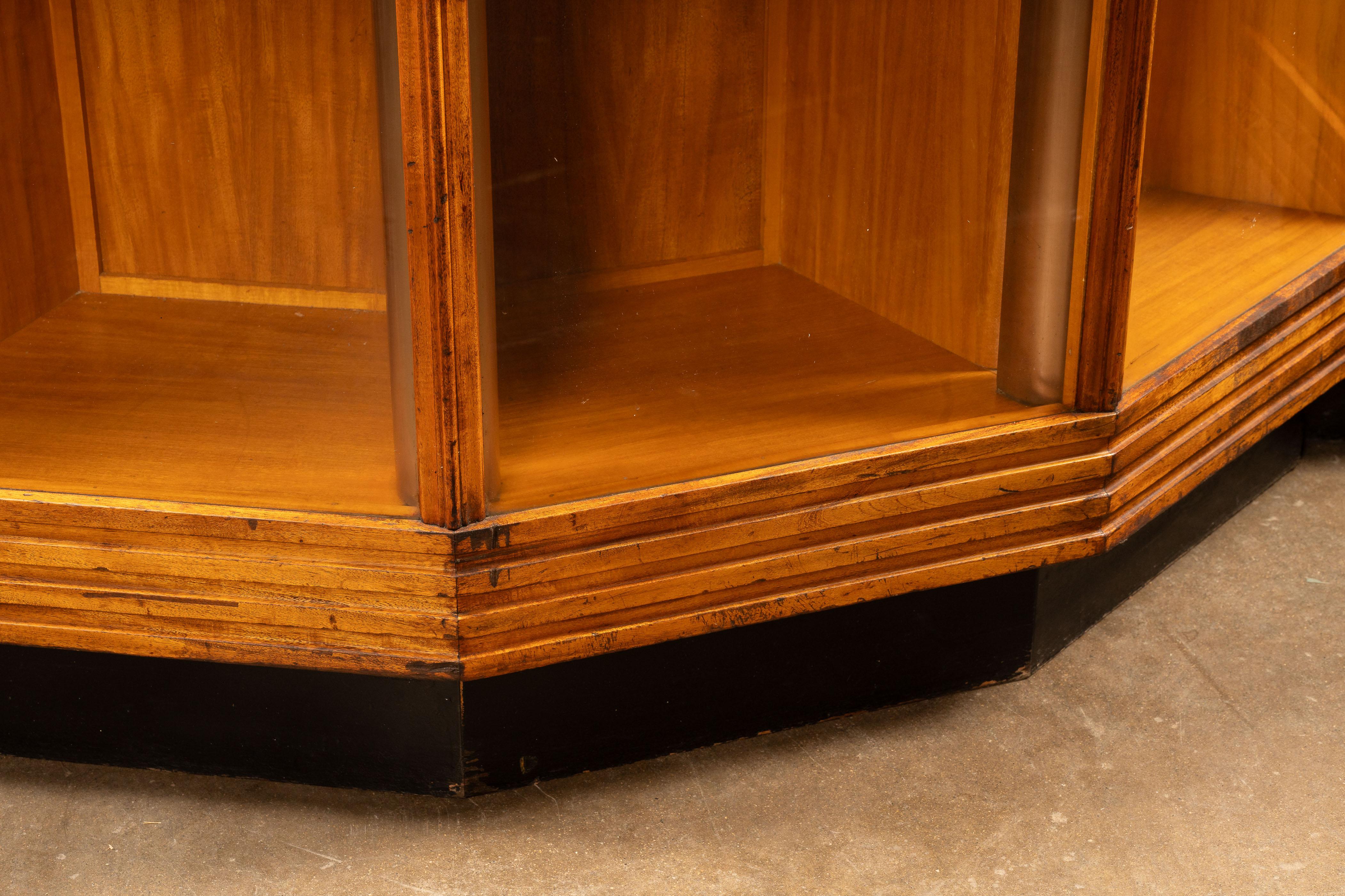 circa 1920 Art Deco Lighted Oak Display Counter For Sale 2