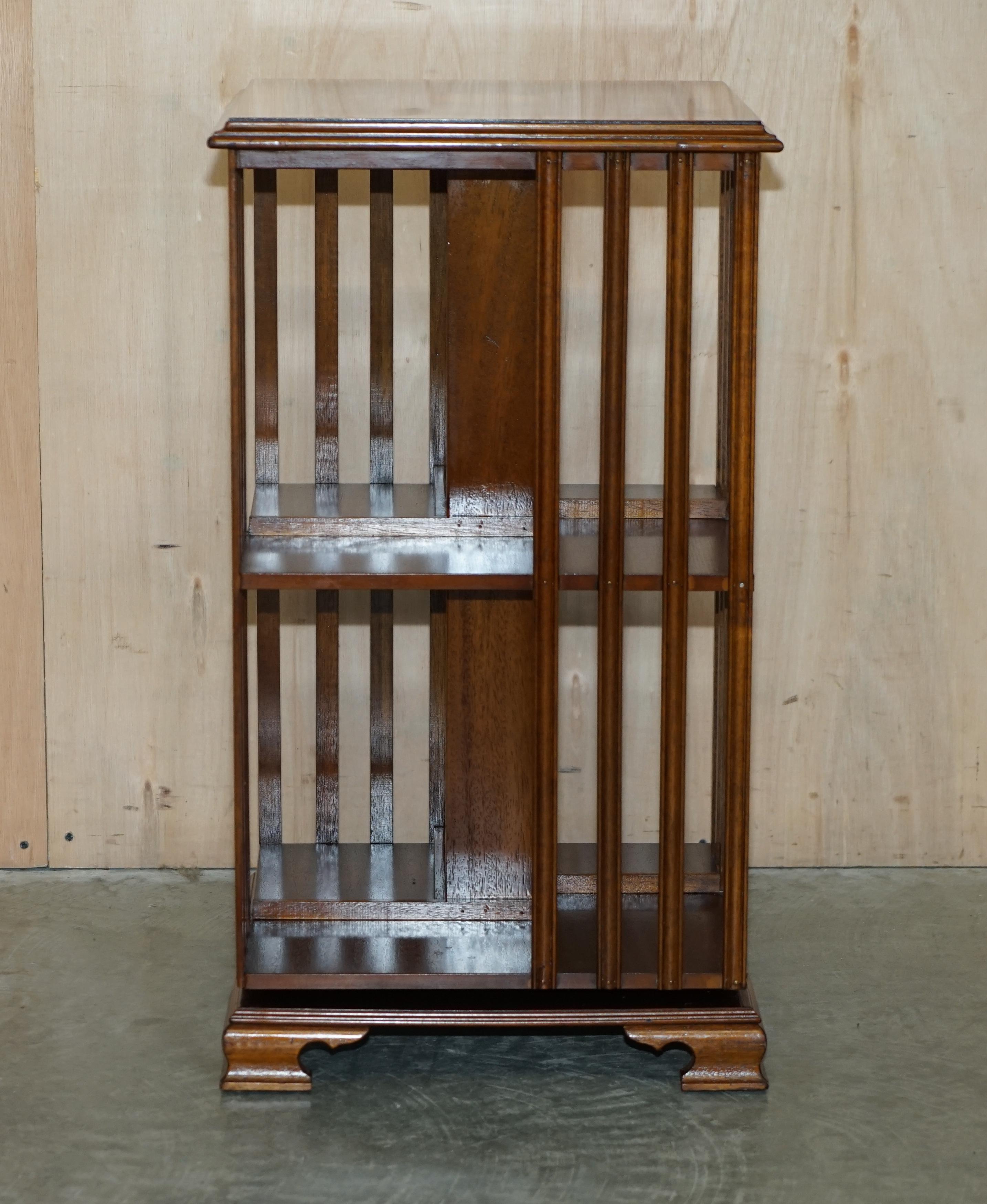 circa 1920 Burr Walnut & Satinwood Revolving Bookcases Sheraton Revival Inlaid For Sale 13