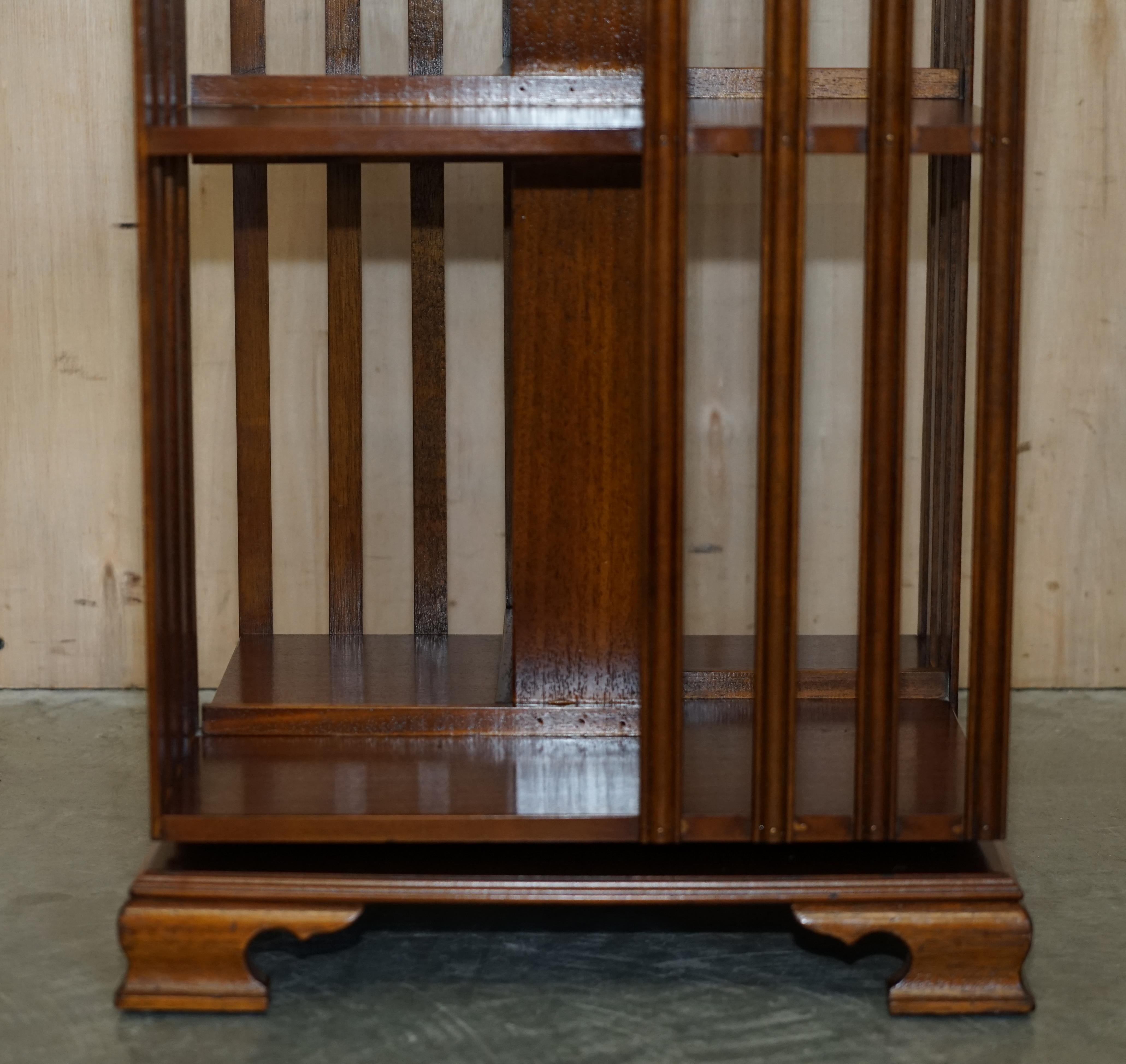 English circa 1920 Burr Walnut & Satinwood Revolving Bookcases Sheraton Revival Inlaid For Sale