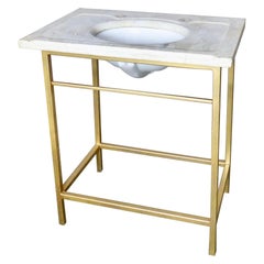 Used Carrera Marble Powder Room Vanity from Chicago, circa 1920