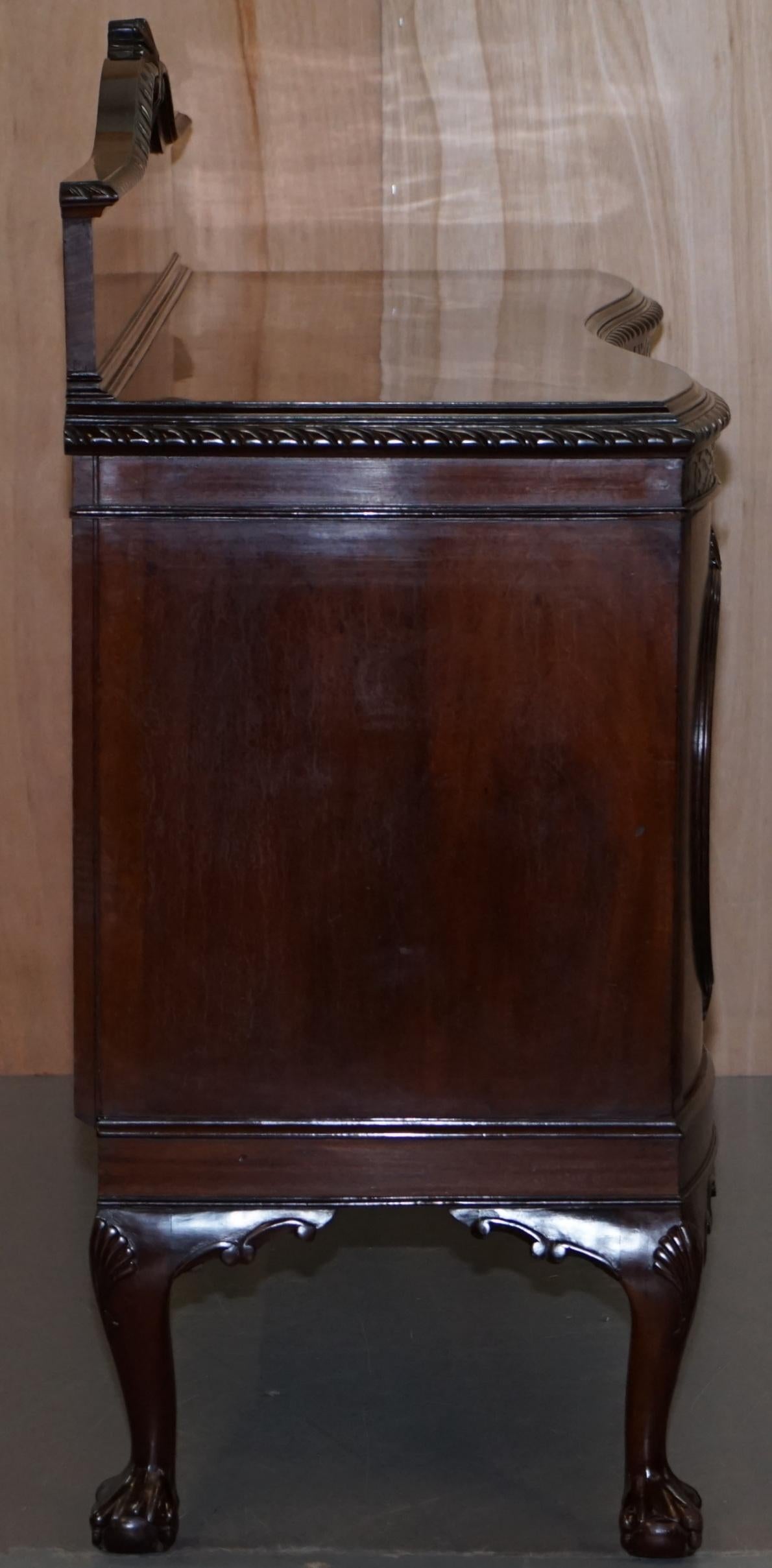 Claw & Ball Feet Flamed Mahogany Sideboard Drawers Chippendale Style, circa 1920 6