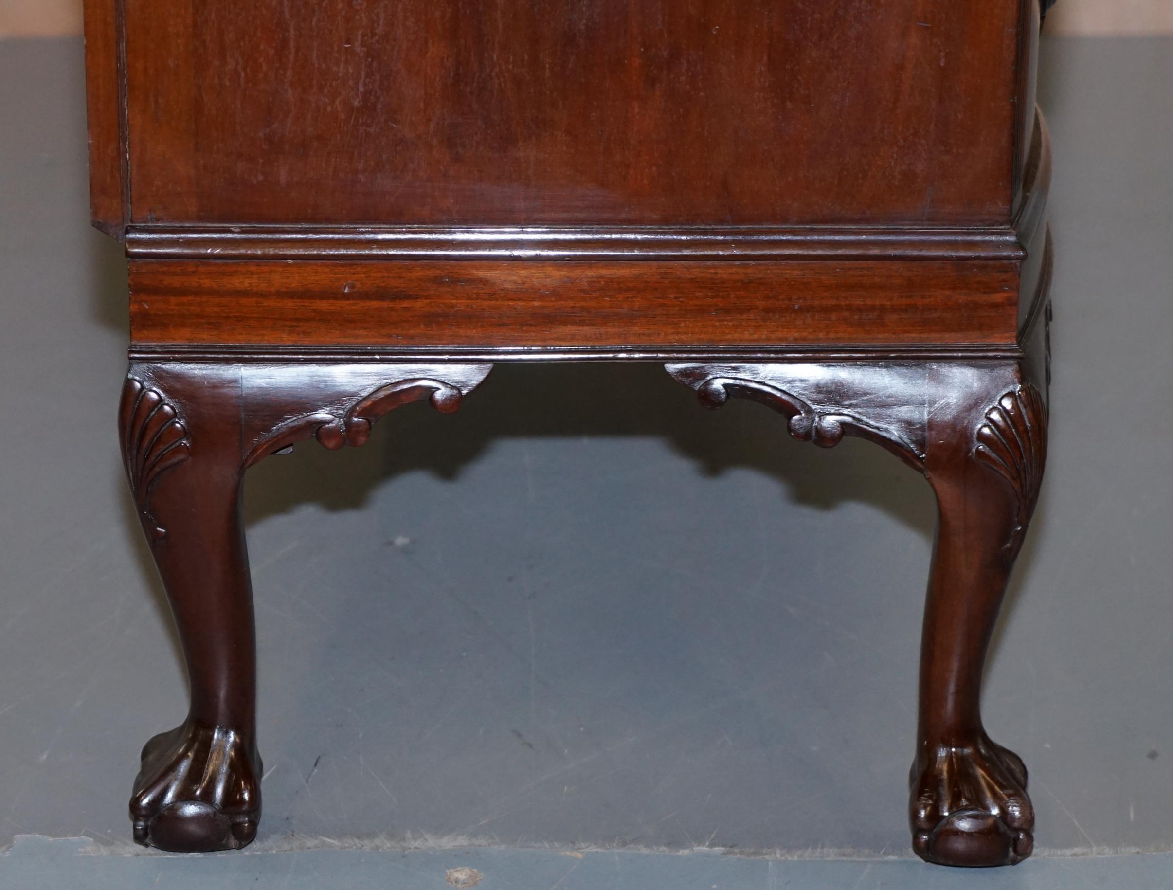 Claw & Ball Feet Flamed Mahogany Sideboard Drawers Chippendale Style, circa 1920 8