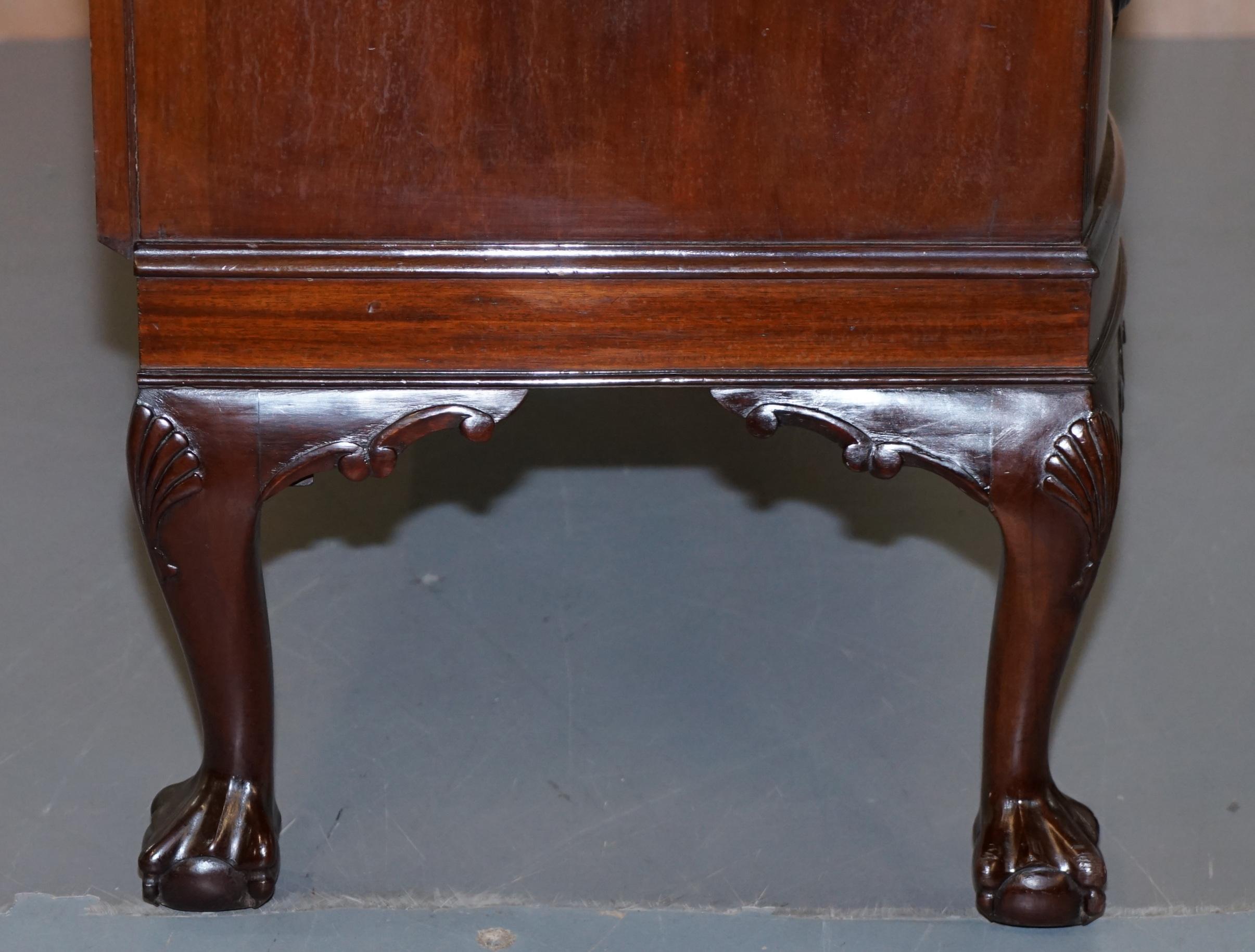Claw & Ball Feet Flamed Mahogany Sideboard Drawers Chippendale Style, circa 1920 7