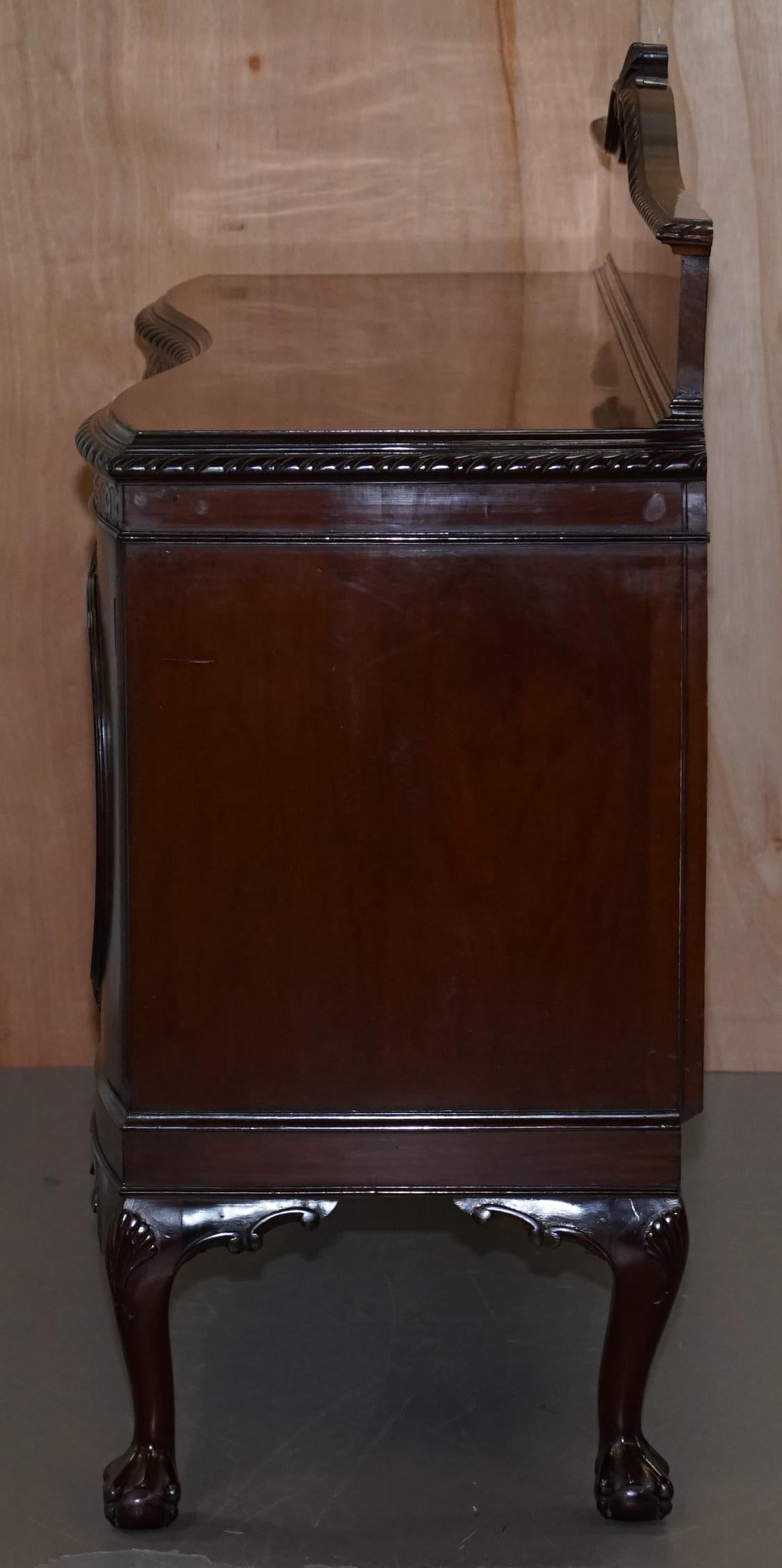 Claw & Ball Feet Flamed Mahogany Sideboard Drawers Chippendale Style, circa 1920 9