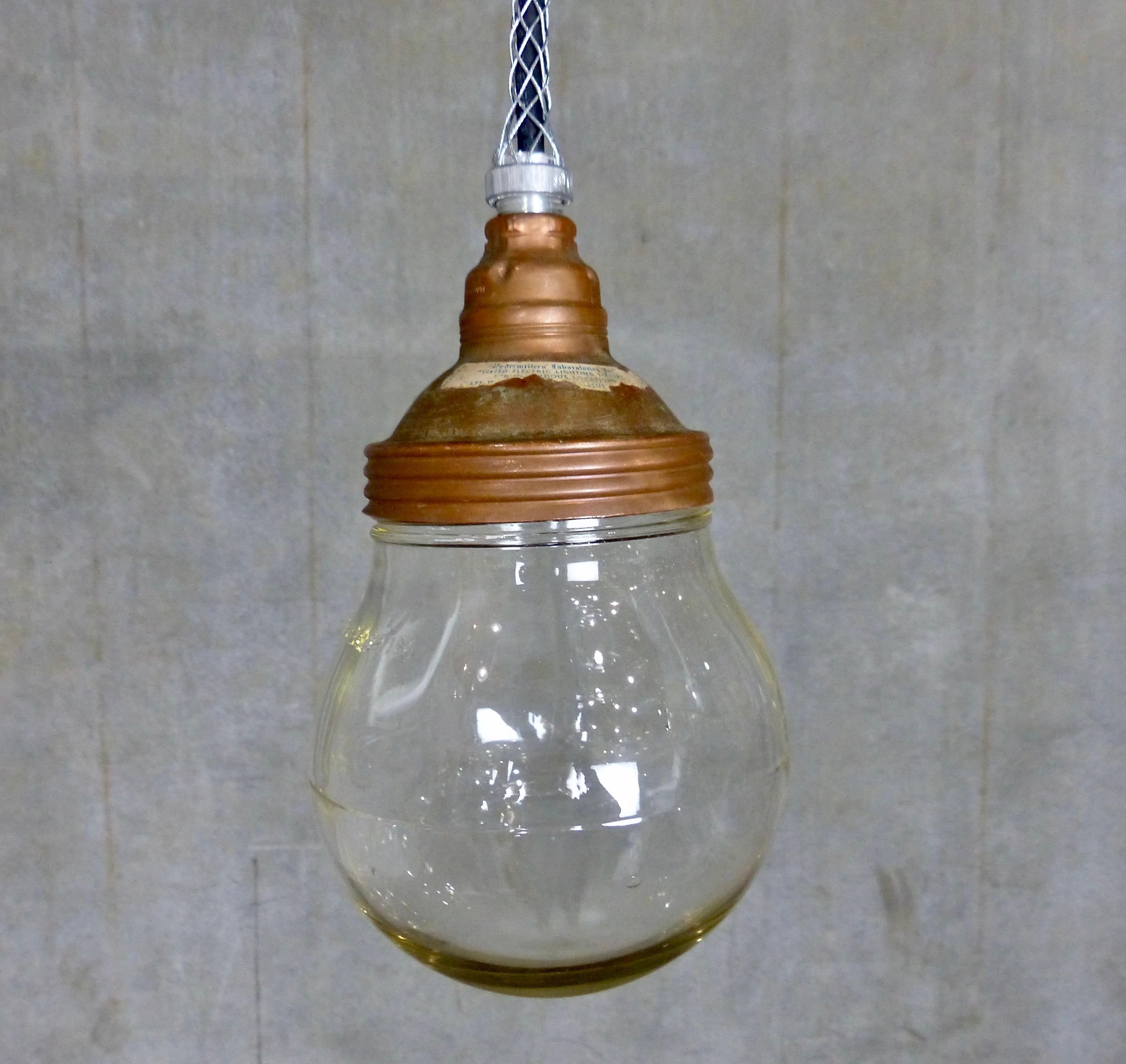 Back in stock, the always in-demand copper-topped Benjamin industrial pendant. The perfect shape and scale for a go-anywhere light. Hang individually or in groups; infinitely adjustable. Inspected and approved to current electrical standards;