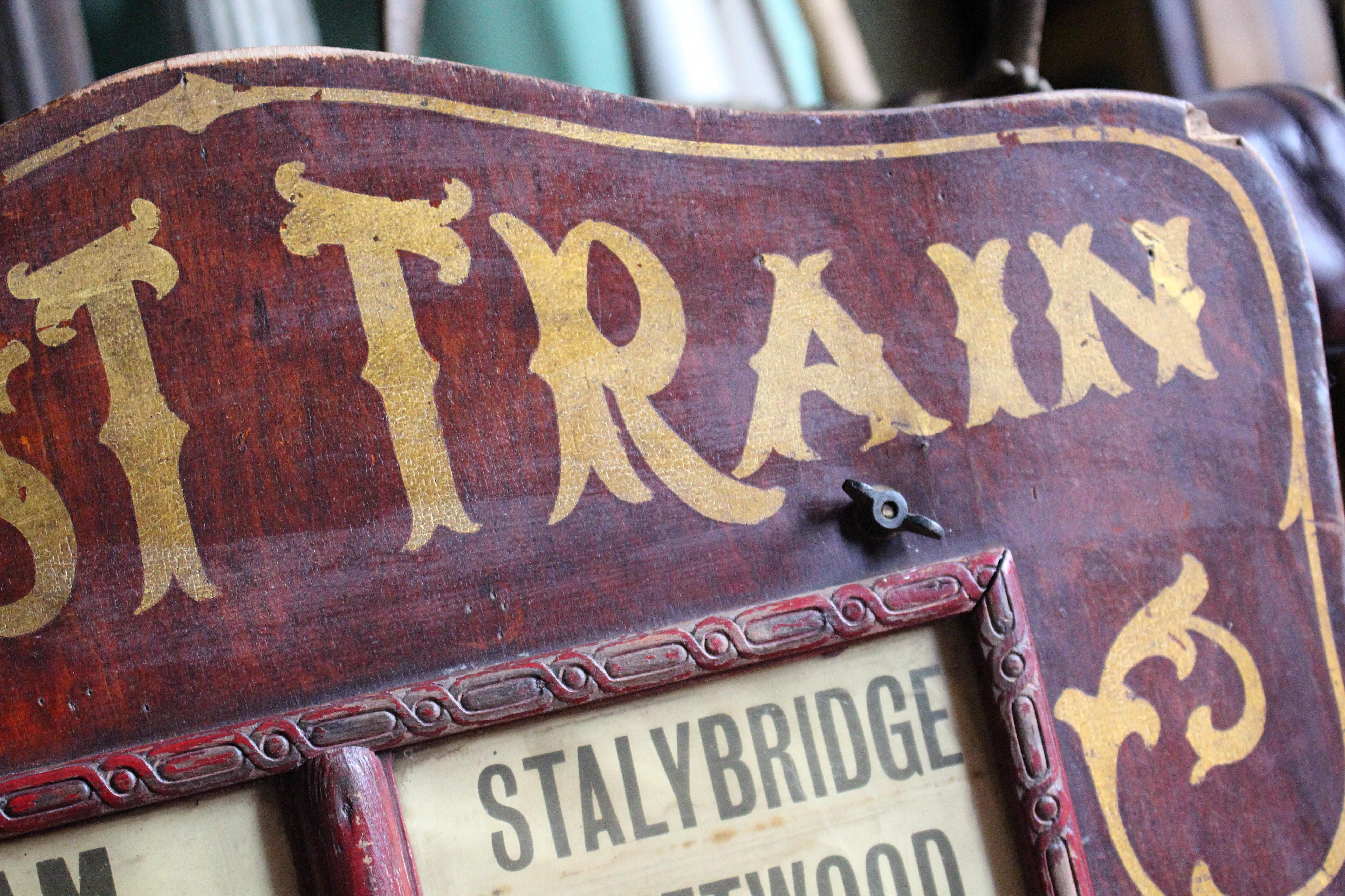 Circa 1920 English Hand Painted Fairground Ghost Train Destination Stop Sign 4