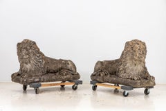 Circa 1920 English Pair of Large Recumbent Concrete Lions