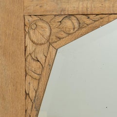 Circa 1920 French Art Nouveau Natural Wood Wall Mirror, Tall Format