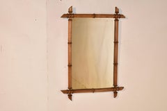 Circa 1920 French Cherry Faux Bamboo Mirror