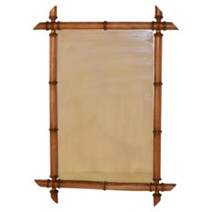 Circa 1920 Miroir en faux bambou et cerisier français