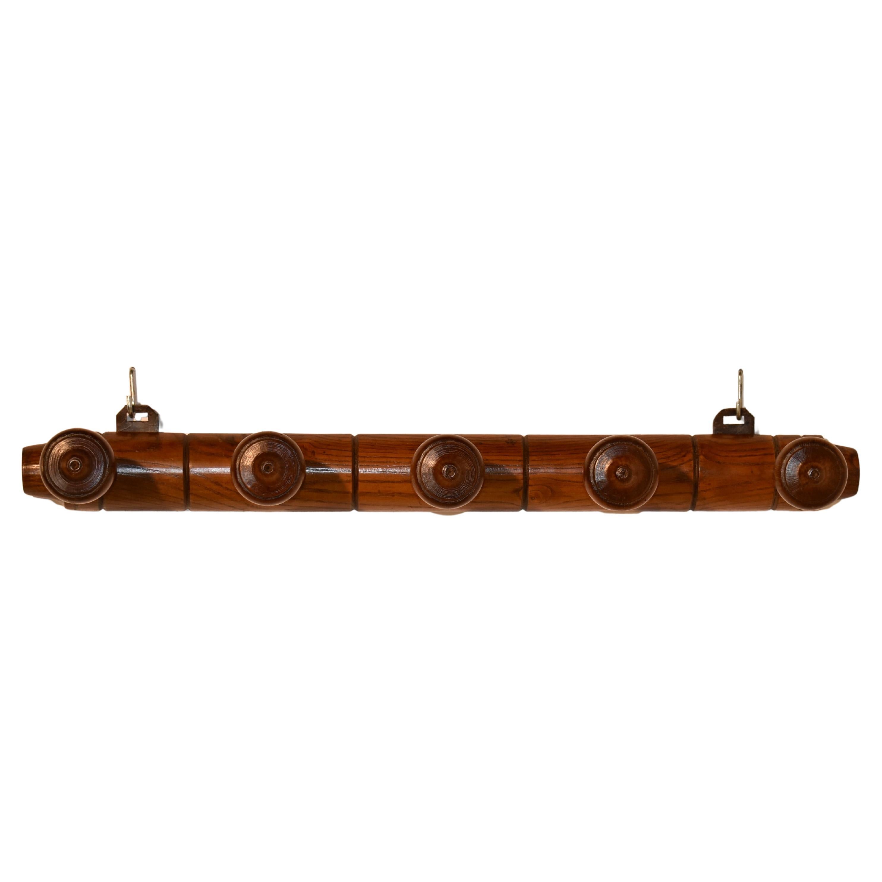 Circa 1920 French Elm Coat or Hat Rack